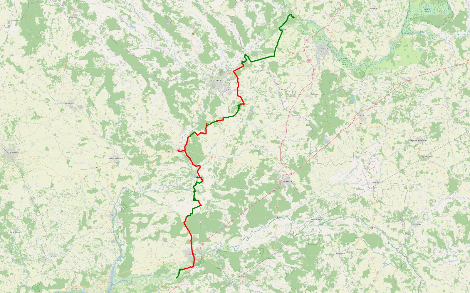Map of Polaki - 126 km offroad trail, Ostrołęka County