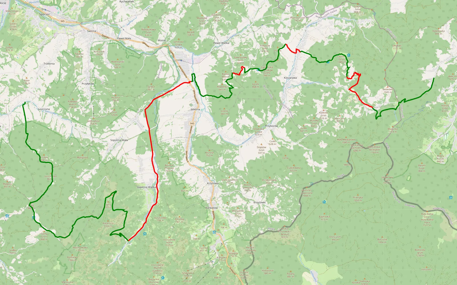 Map of Wypad góry - 54.6 km offroad trail, Żywiec County