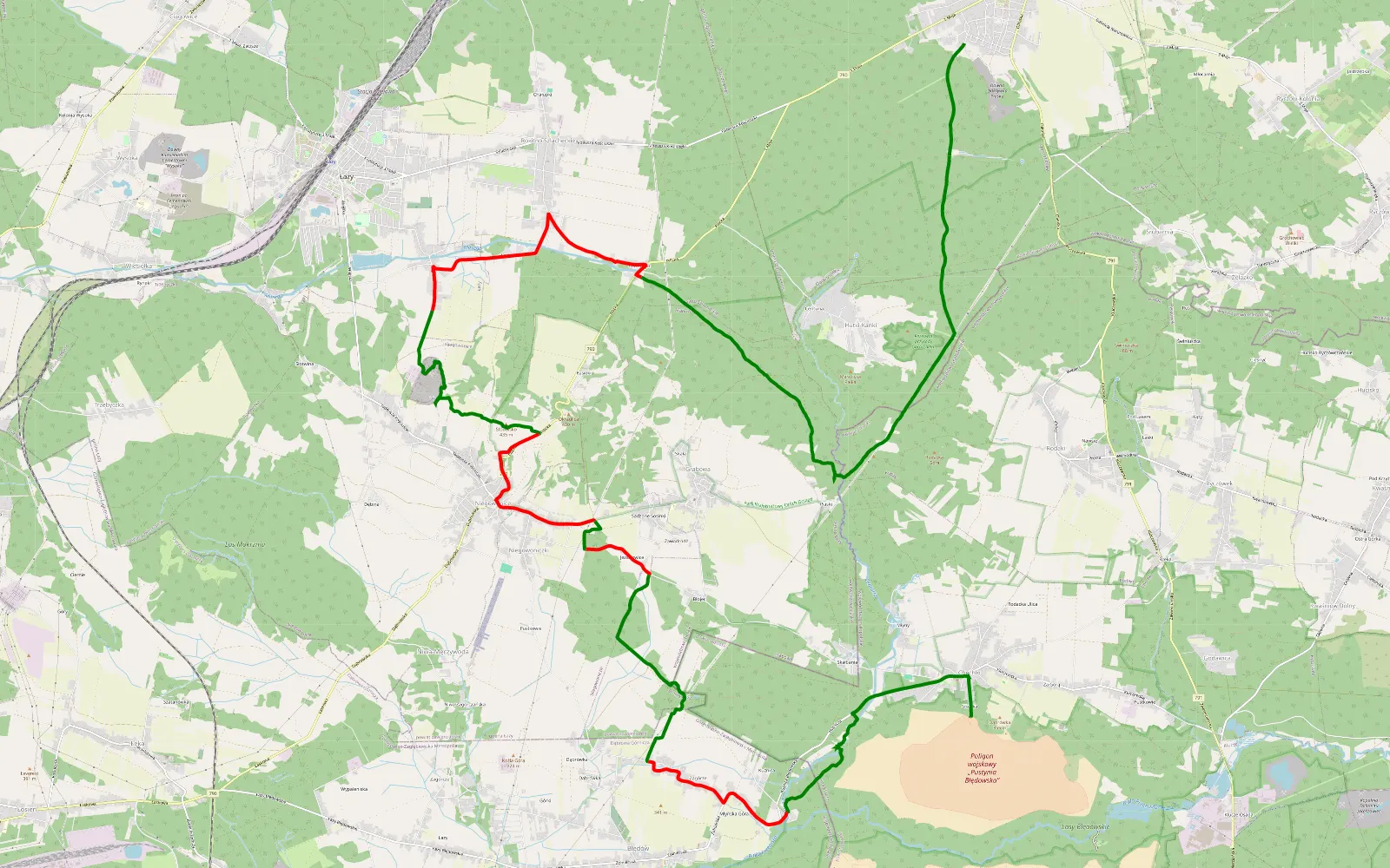 Mapa trasy Ogrodzieniec - Chechło vol.1 - 29.7 km trasy offroad, Powiat Zawierciański