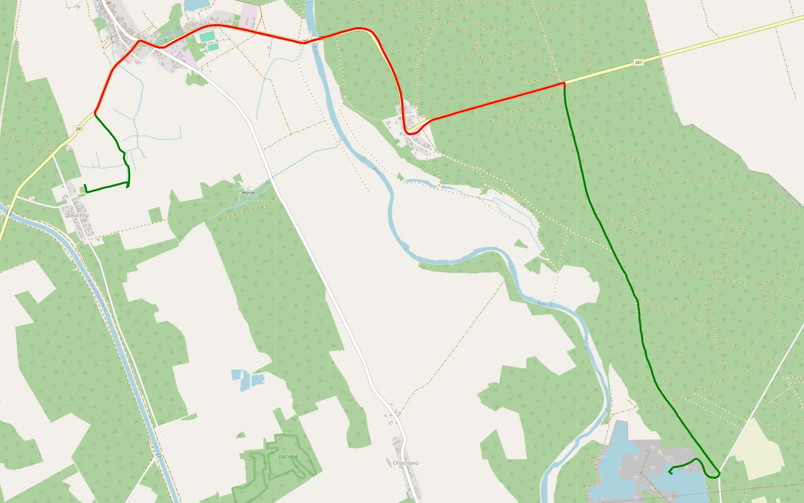 Map of Meta Raduszanka 6.12.2025 Barłogi - Tarnawa Krośnieńska - 8.8 km offroad trail, Krosno Odrzańskie County