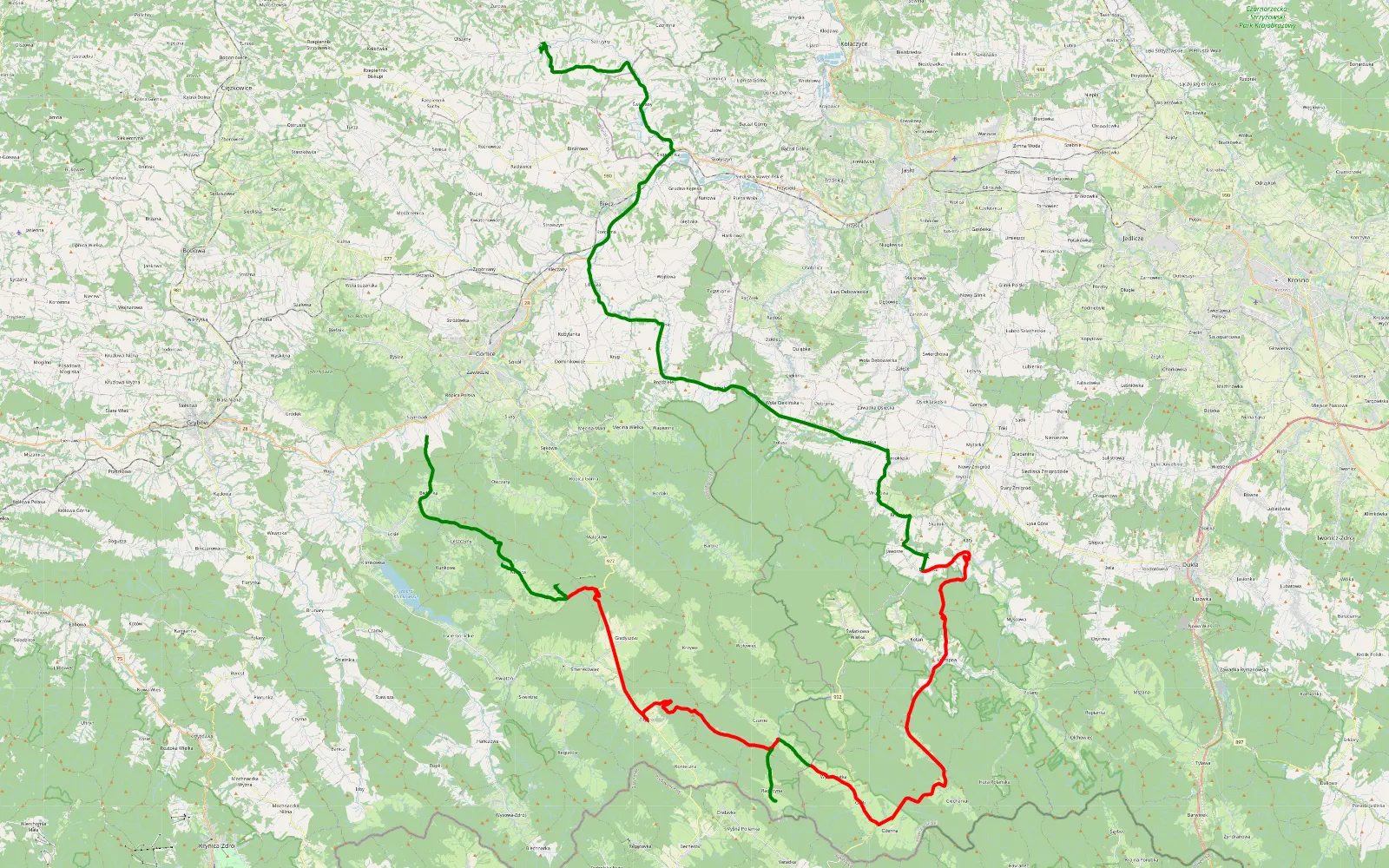 Map of Beskid Niski - 65.5 km offroad trail, Gorlice County