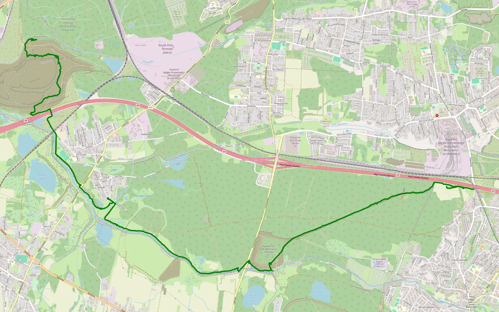 Map of Przy niedzieli makoszowy. - 14.1 km offroad trail, Zabrze