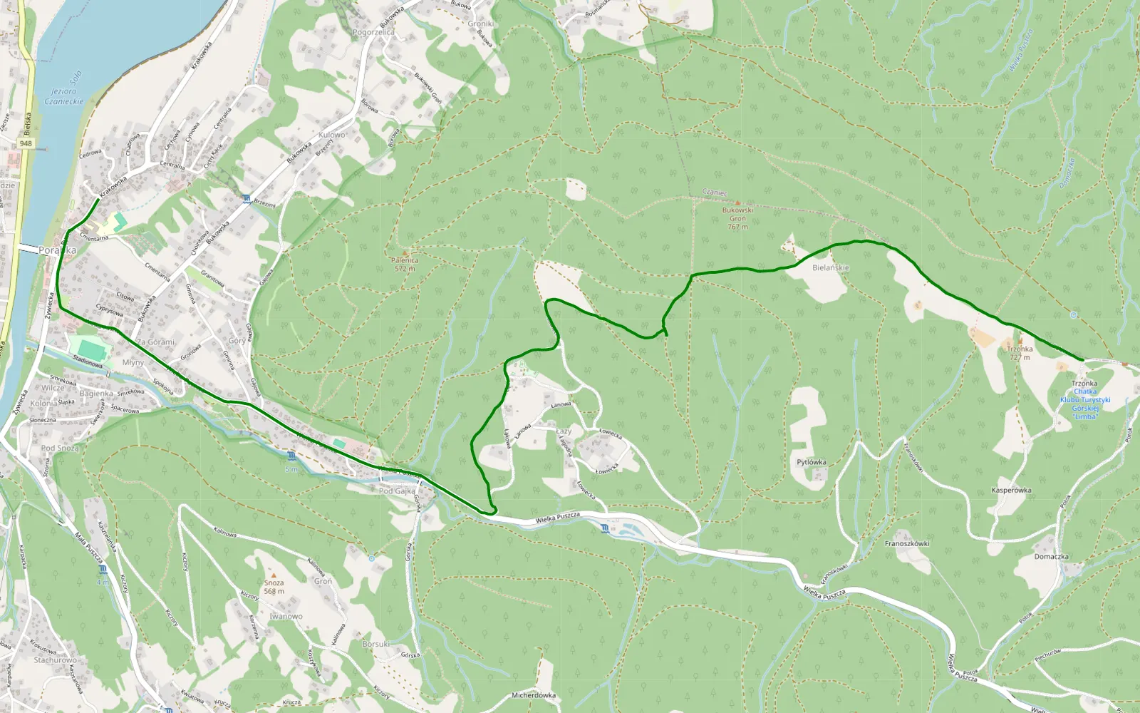 Map of 3.6 km Offroad Trail, Bielsko County - 3.6 km offroad trail, Bielsko County