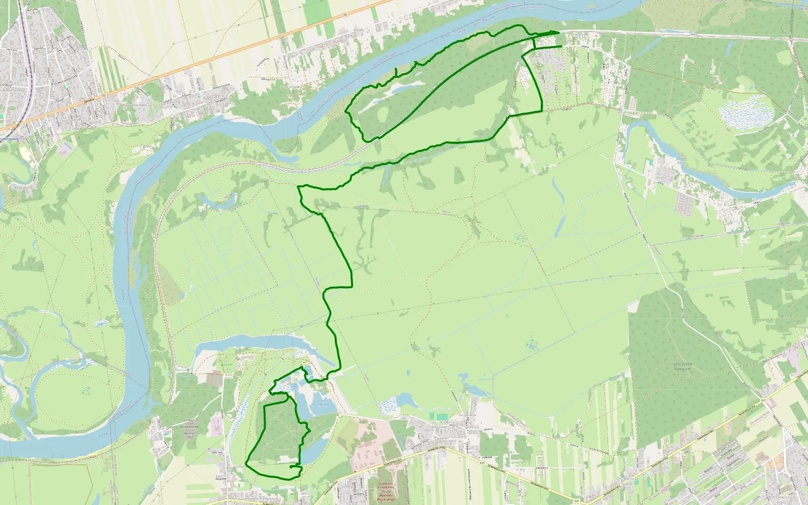 Mapa trasy Sikory - Góra - 16.2 km trasy offroad, Powiat Legionowski