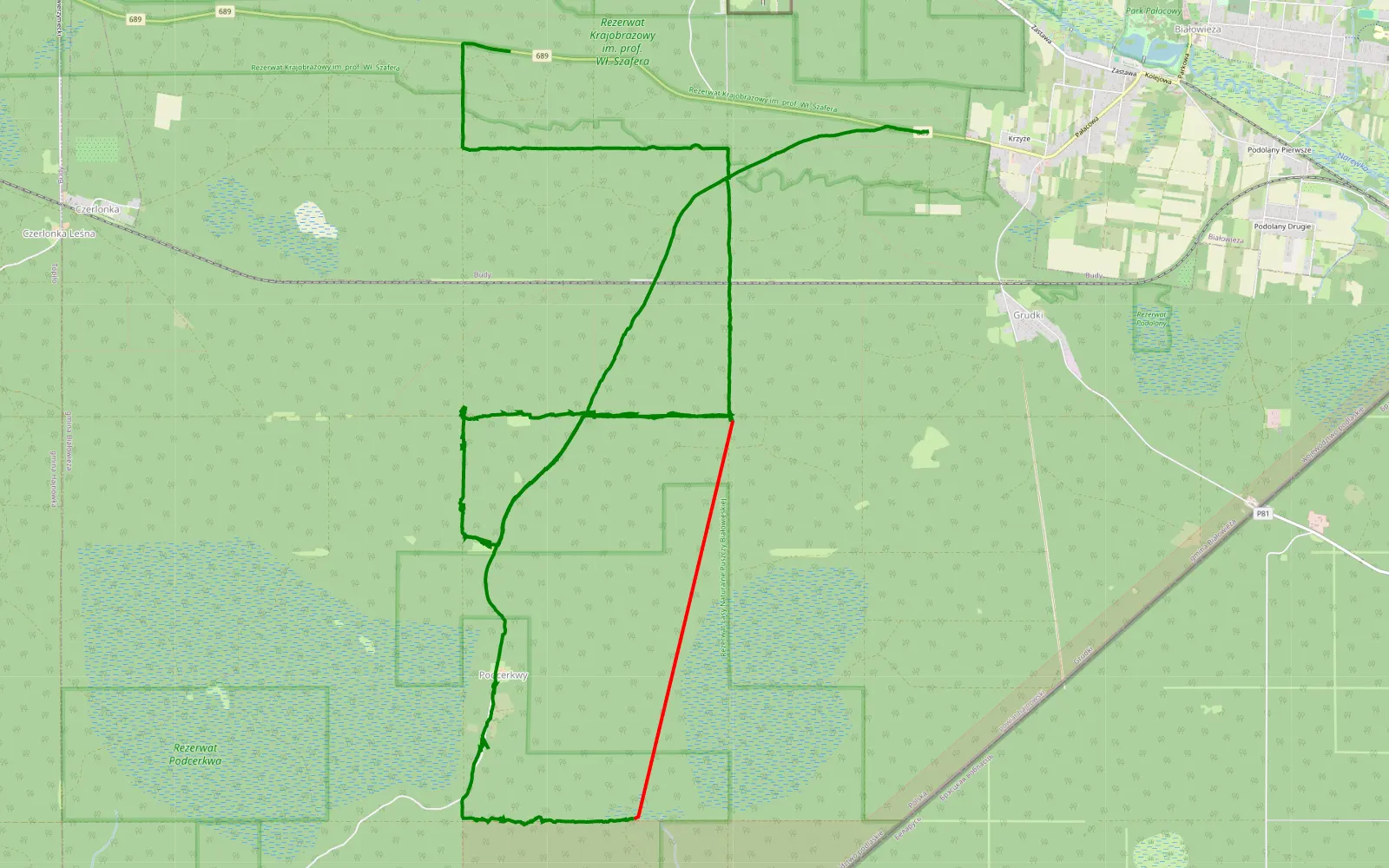 Map of Llop fracas 2 - 25.8 km offroad trail, Hajnówka County