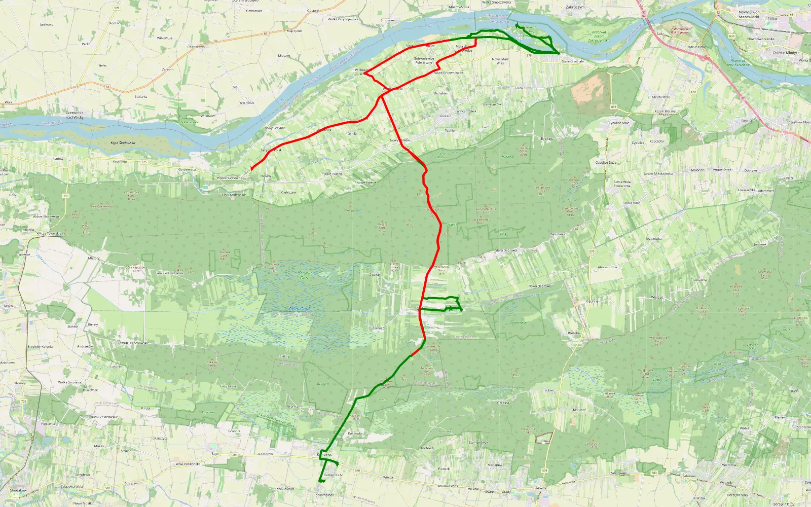 Mapa trasy Trasa offroad 64.1 km, Powiat Nowodworski - 64.1 km trasy offroad, Powiat Nowodworski