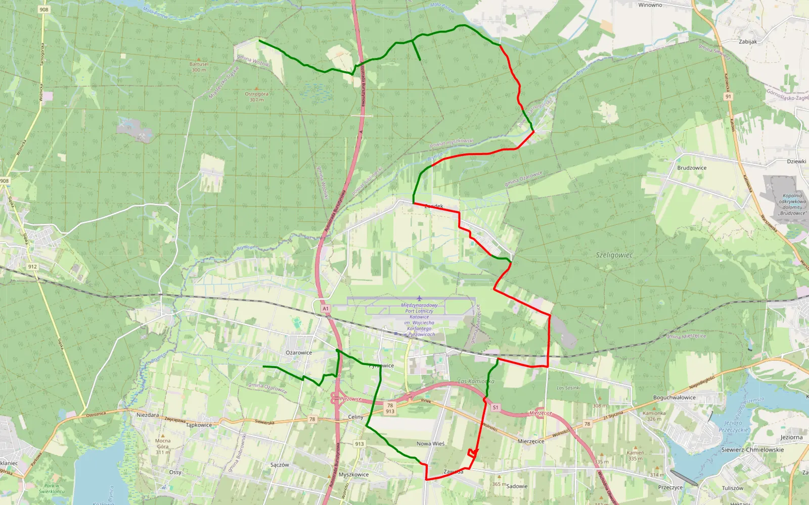 Mapa trasy Zwiedzanie okolicy - 26.3 km trasy offroad, Powiat Będziński