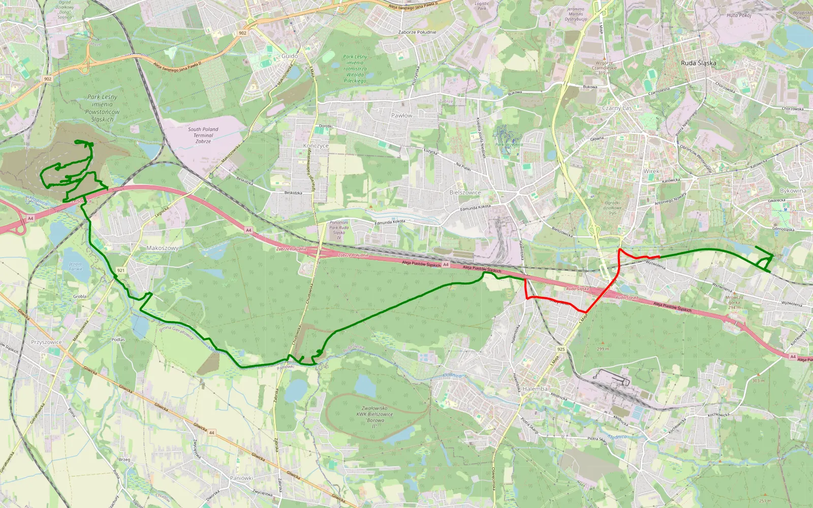 Map of Bykowina - Makoszowy - 24 km offroad trail, Zabrze