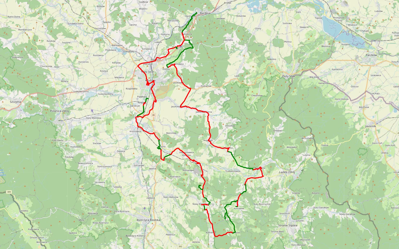 Map of Bardo - 105.4 km offroad trail, Kłodzko County