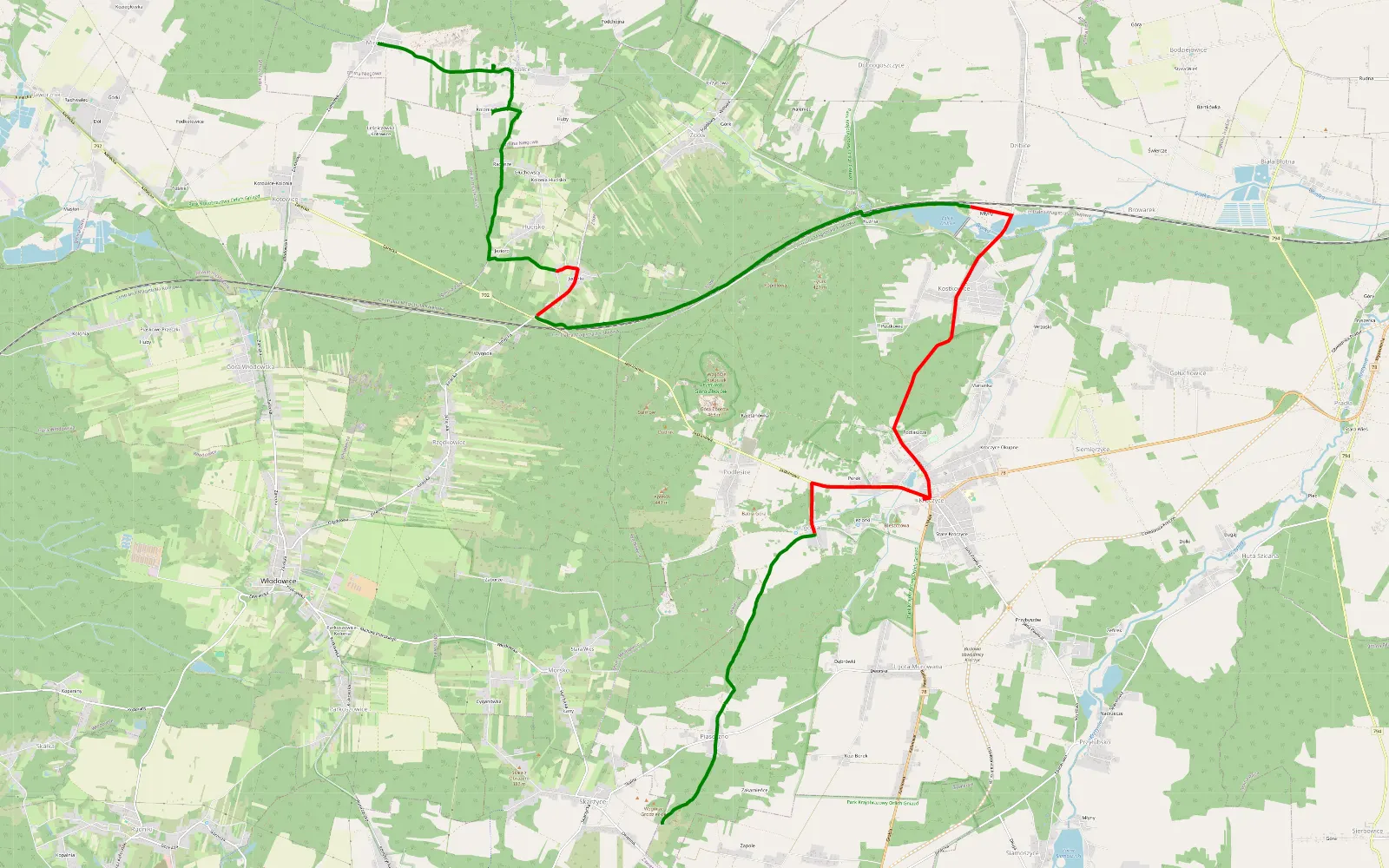 Mapa trasy Skarżyce - Mirów - 20.2 km trasy offroad, Powiat Zawierciański