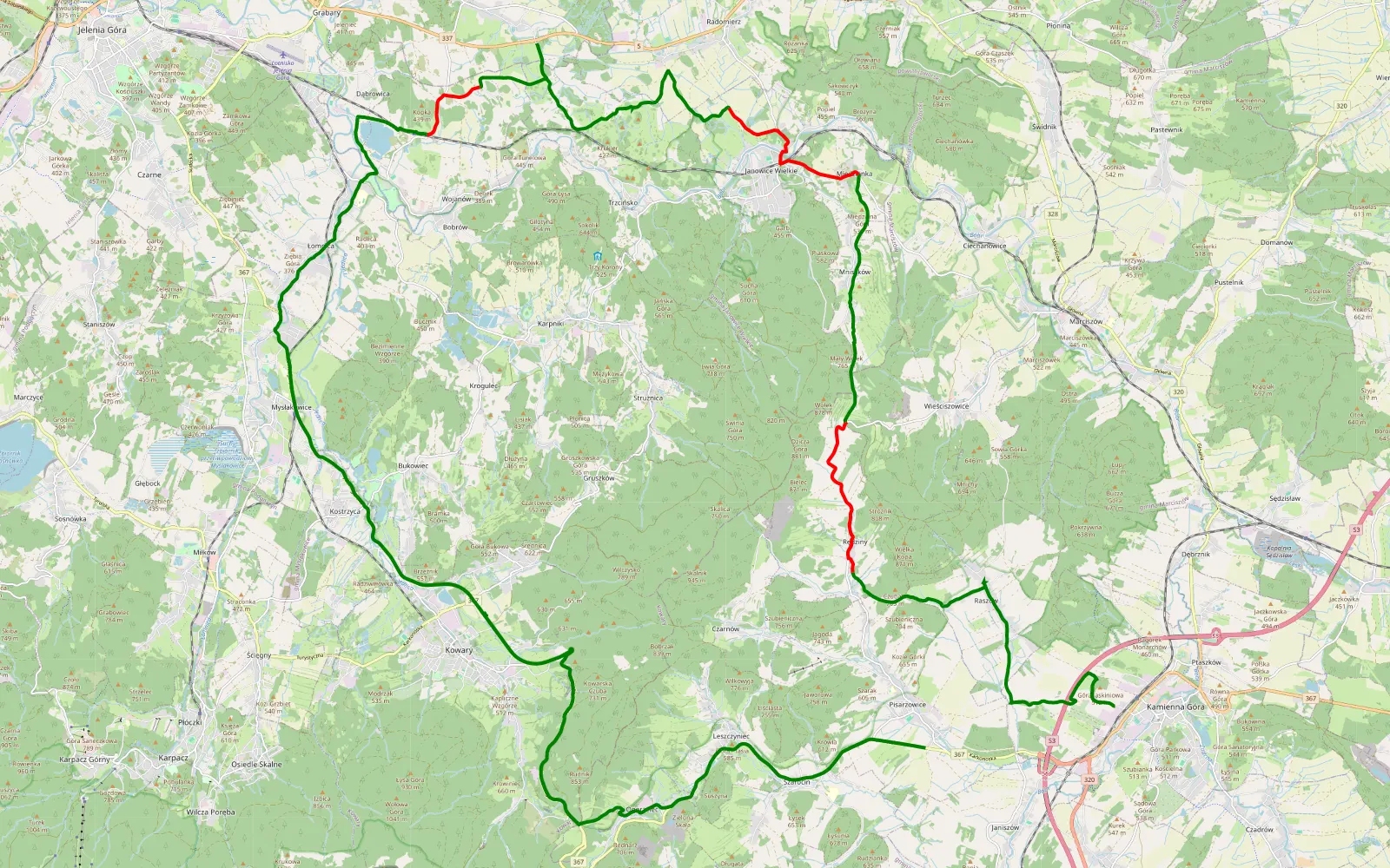 Map of Przez tunel - 26.3 km offroad trail, Karkonosze County