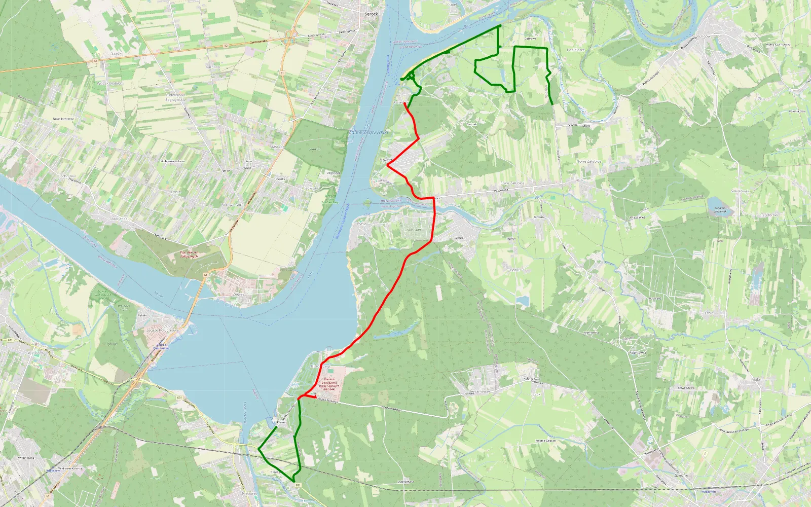 Mapa trasy Białobrzegi - Dąbrowa Arciechowska - 19.7 km trasy offroad, Powiat Wołomiński
