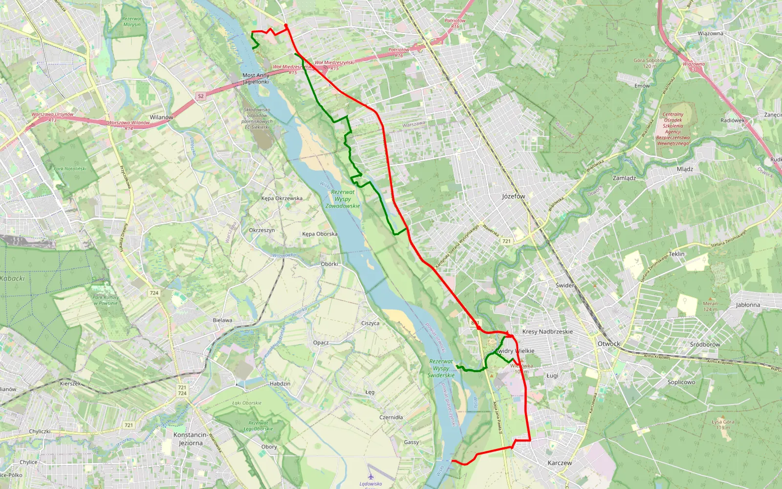 Map of Miedzeszyn Nowy - Wólka Zerzeńska - 34 km offroad trail, Otwock County