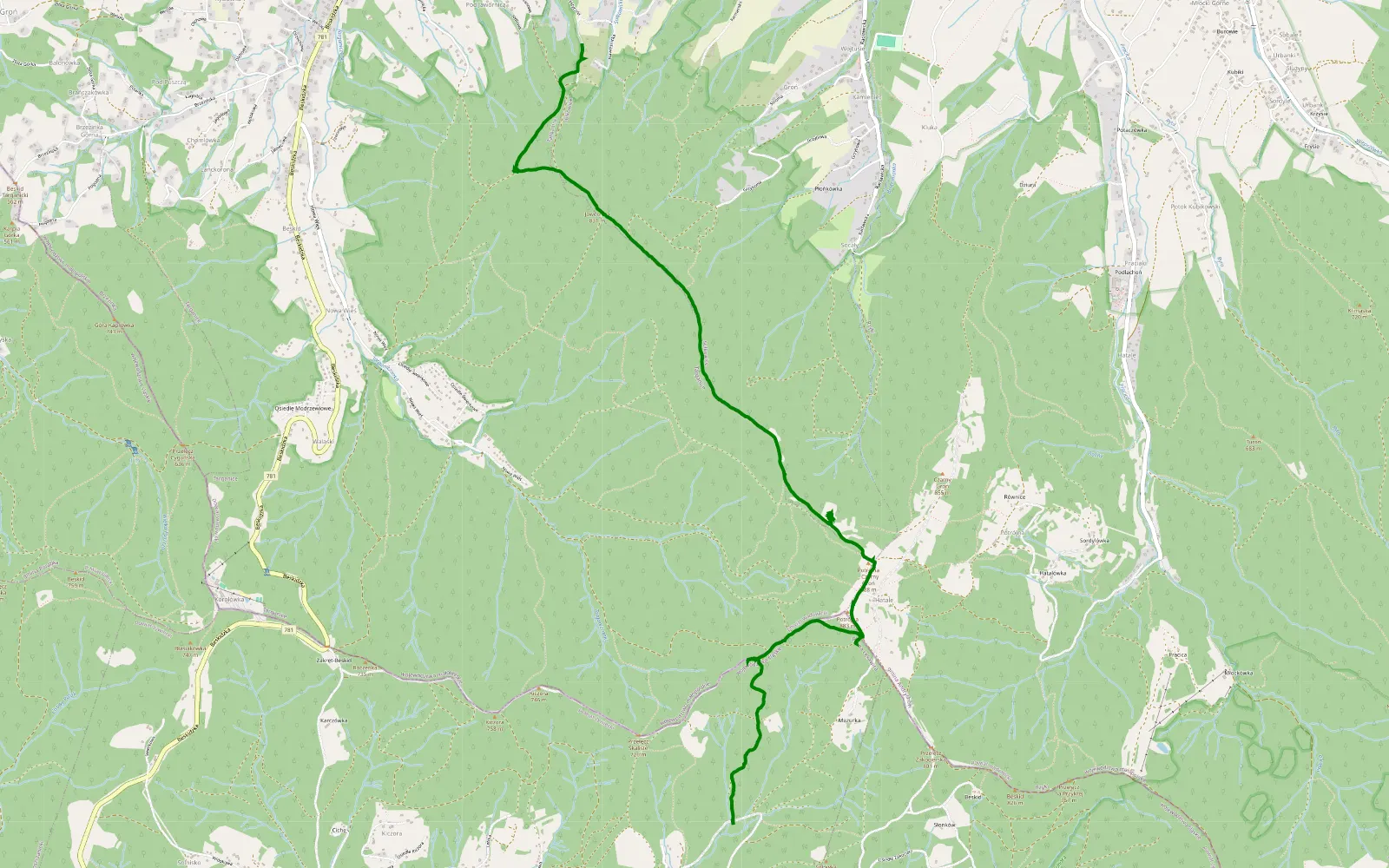 Mapa trasy Wow - 7.7 km trasy offroad, Powiat Wadowicki
