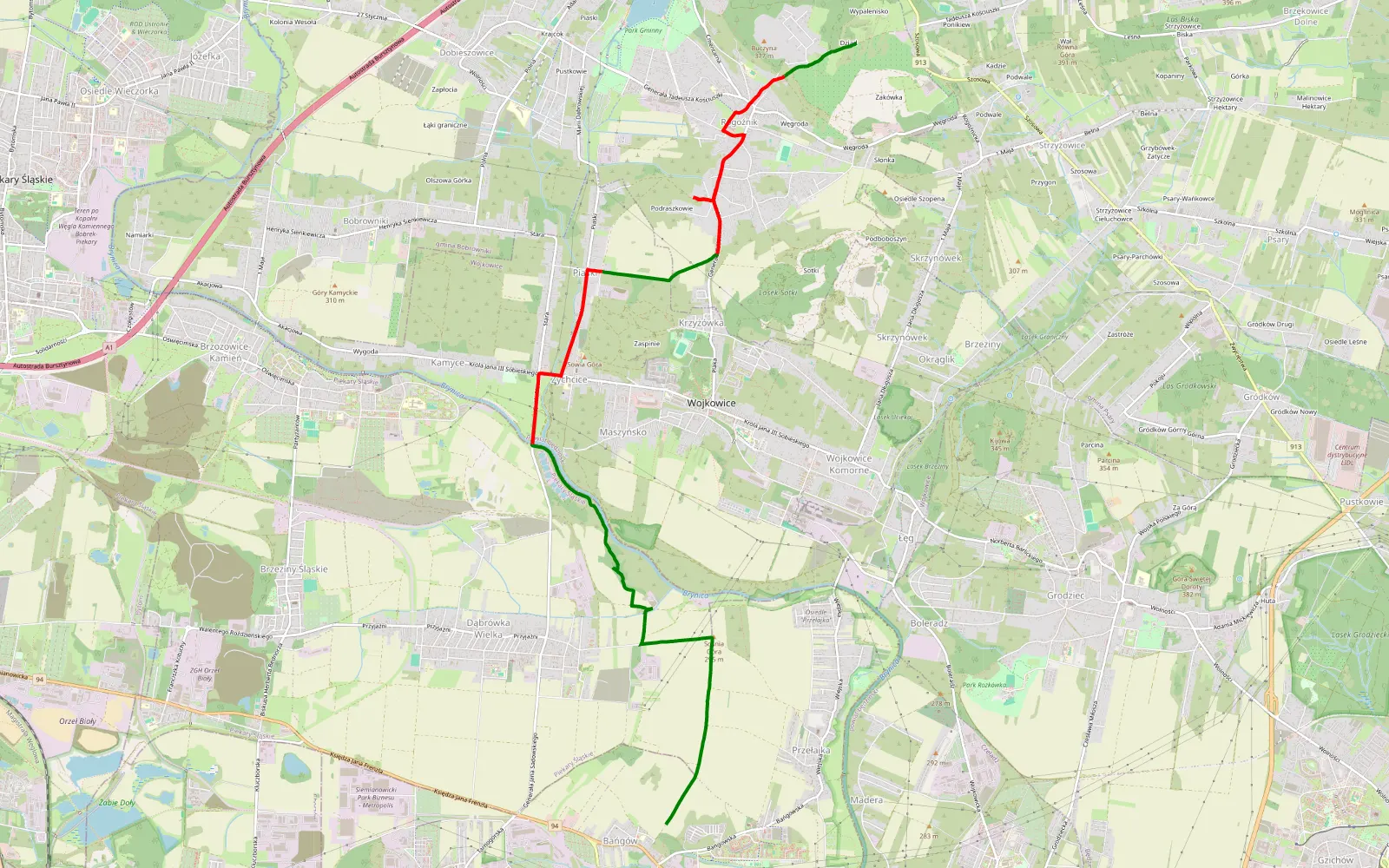 Map of Siemianowice Śląskie - Rogoźnik - 12 km offroad trail, Będzin County