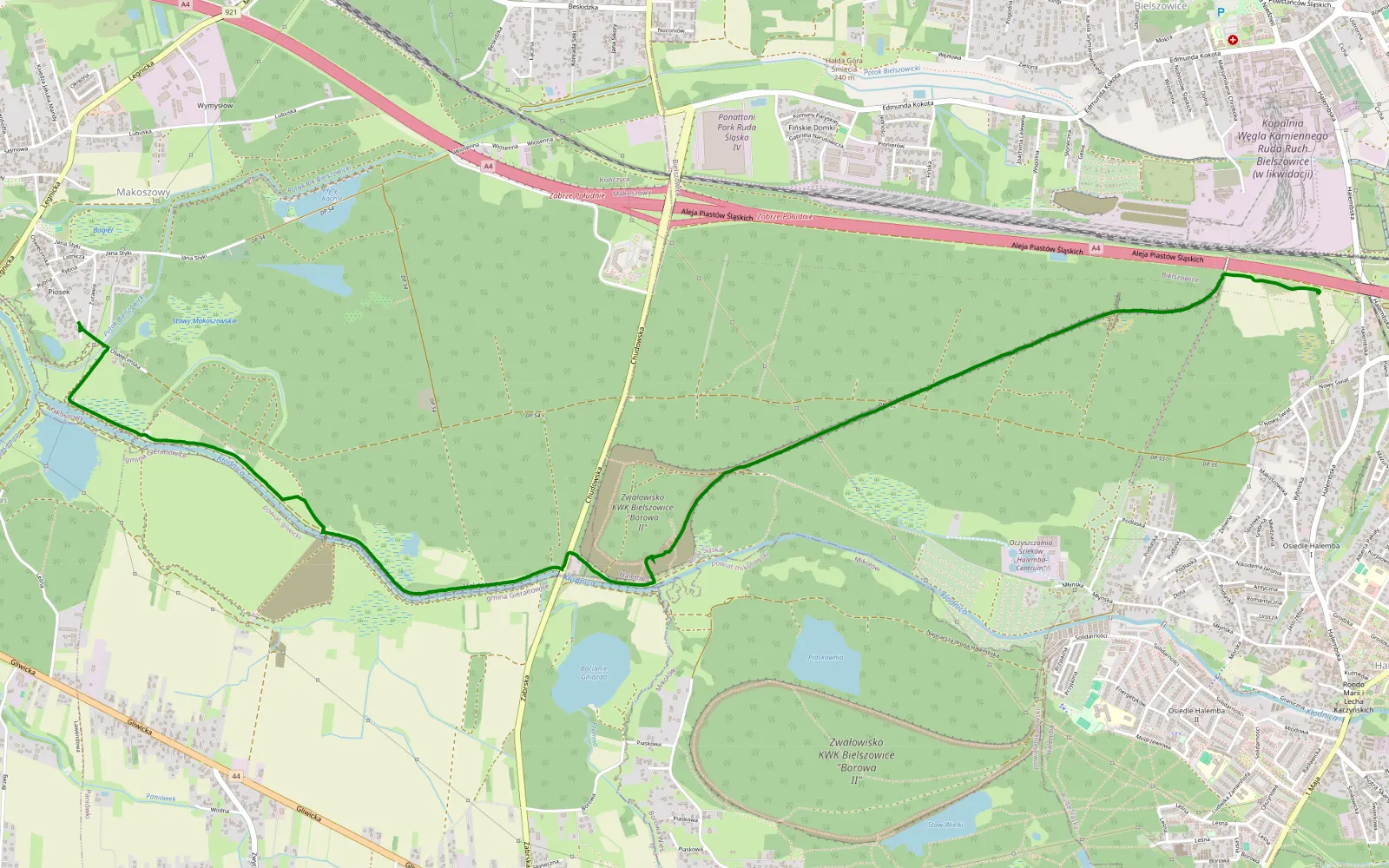 Map of Bielszowice - Przyszowice - 6.8 km offroad trail, Ruda Śląska
