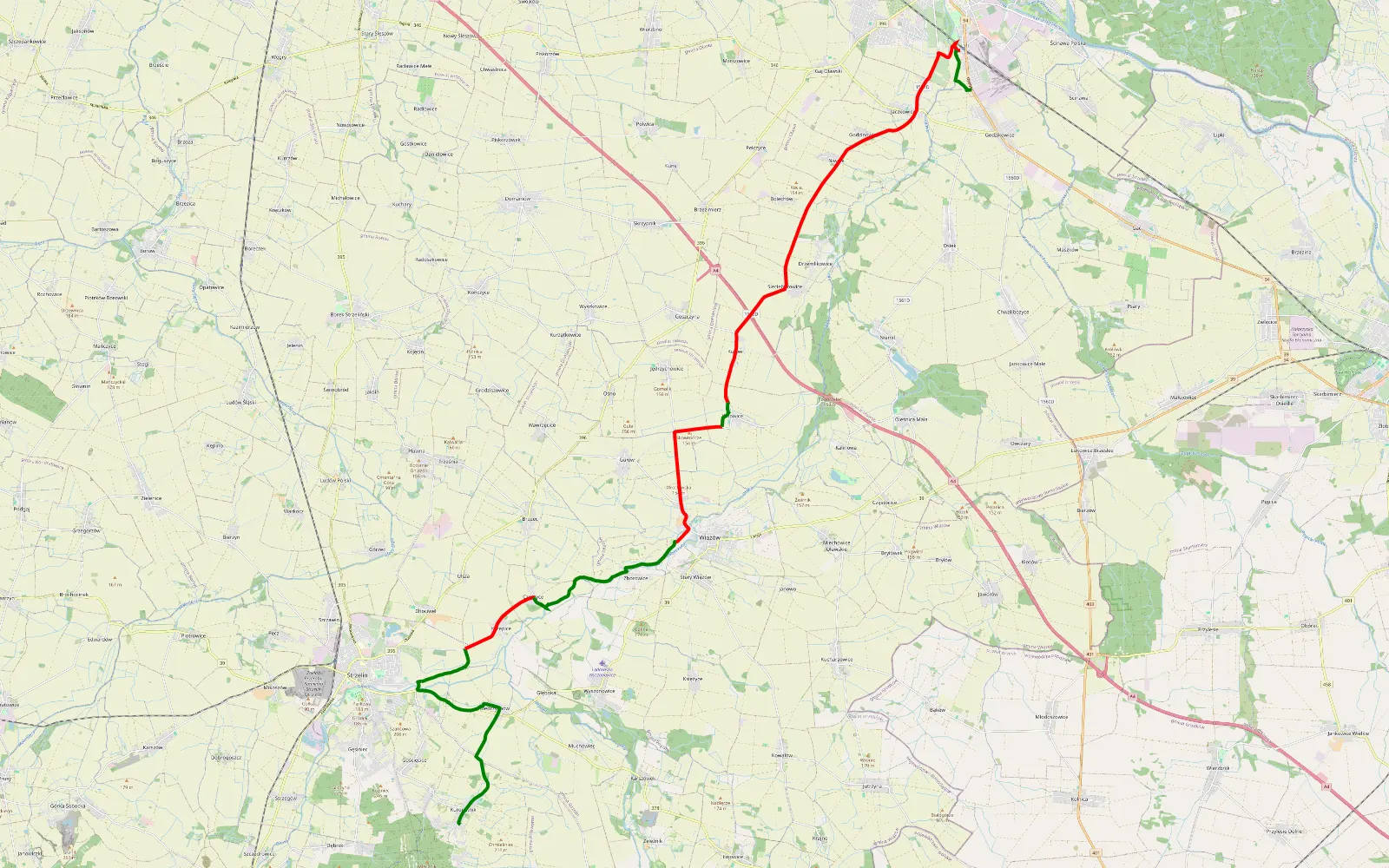 Mapa trasy Koropatnik - Godzikowice - 28.5 km trasy offroad, Powiat Strzeliński