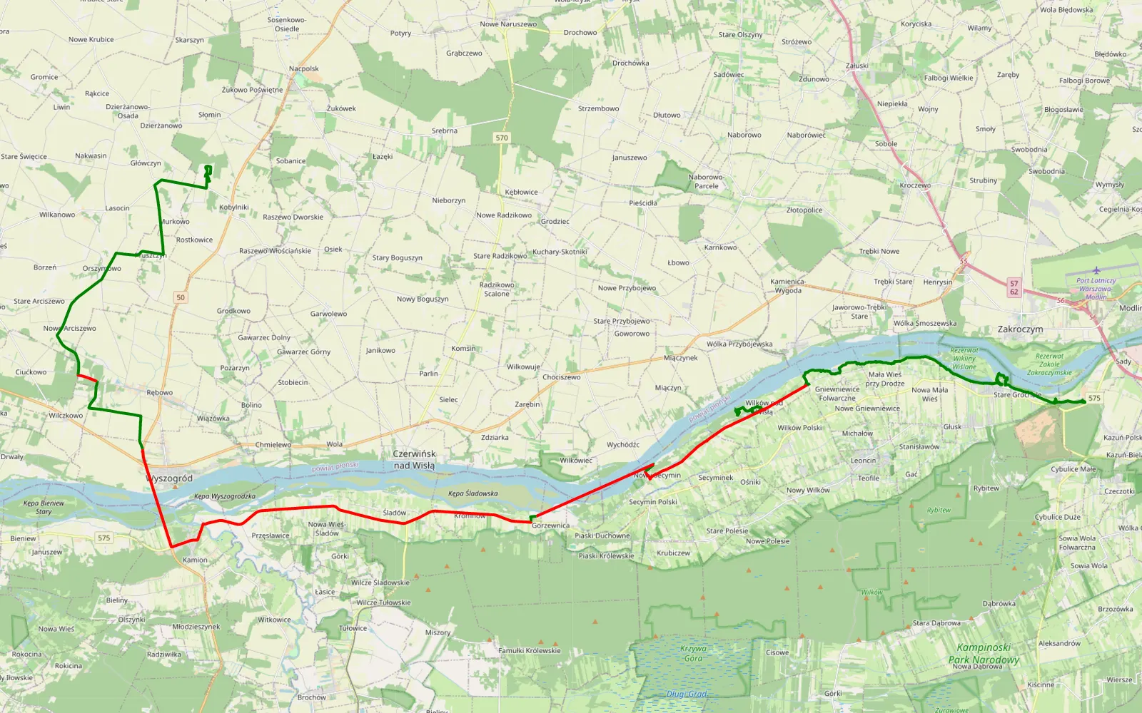 Map of Grochale Stare - Kobylniki - 51.4 km offroad trail, Nowy Dwór Mazowiecki County