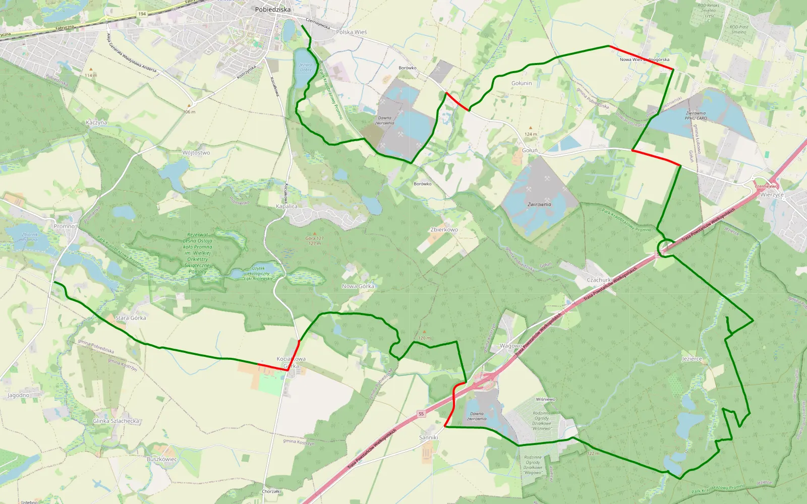 Map of Promno - Polska Wieś by Miki - 28.6 km offroad trail, Poznań County
