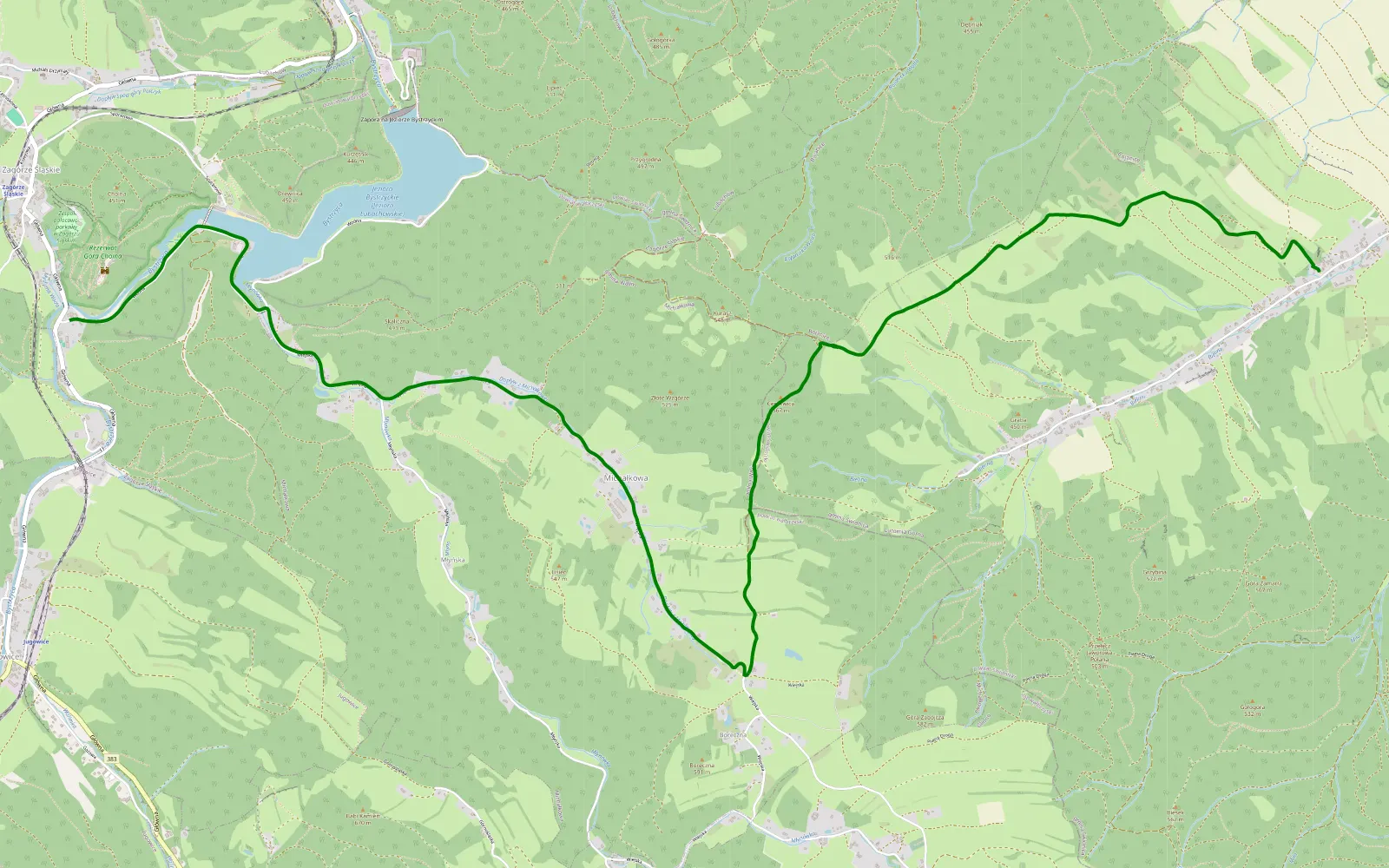 Map of Zagórze Śląskie - Stachowiczki - 5.3 km offroad trail, Świdnica County