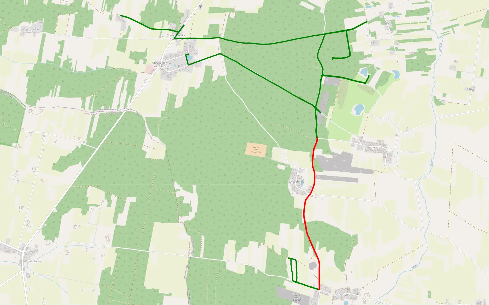 Mapa trasy Chruszczewka - 17.4 km trasy offroad, Powiat Sokołowski