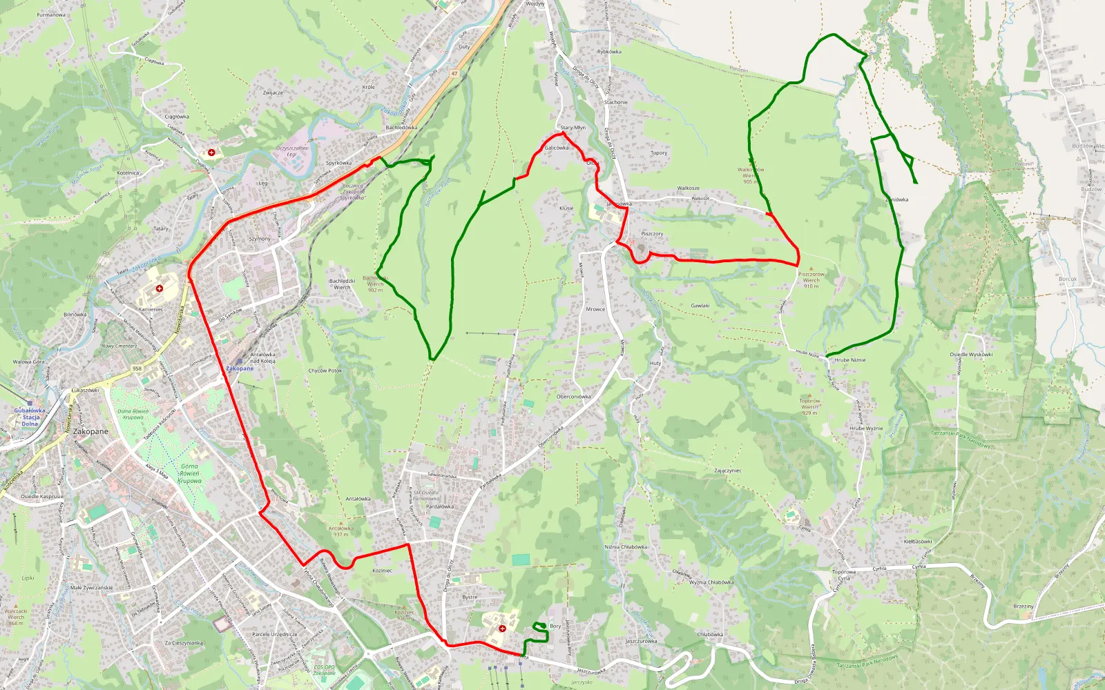 Map of Nice and trail 4LO - 15.6 km offroad trail, Tatra County