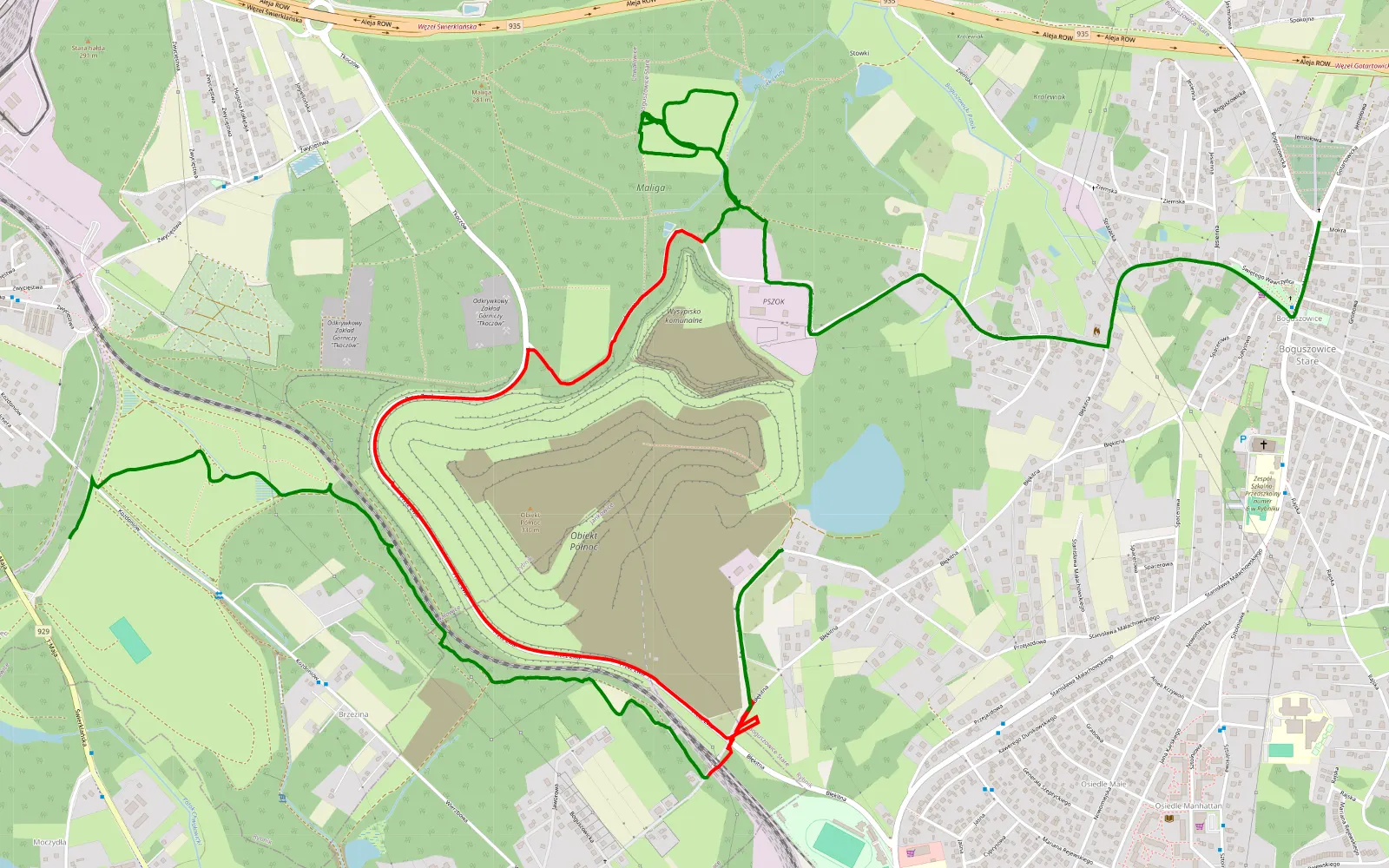 Map of Chwałowice - Boguszowice - 8 km offroad trail, Rybnik