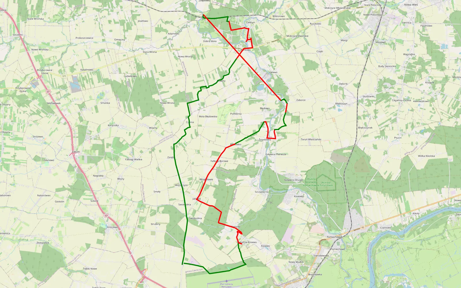 Mapa trasy Głowatczyzna - 38.7 km trasy offroad, Powiat Nowodworski