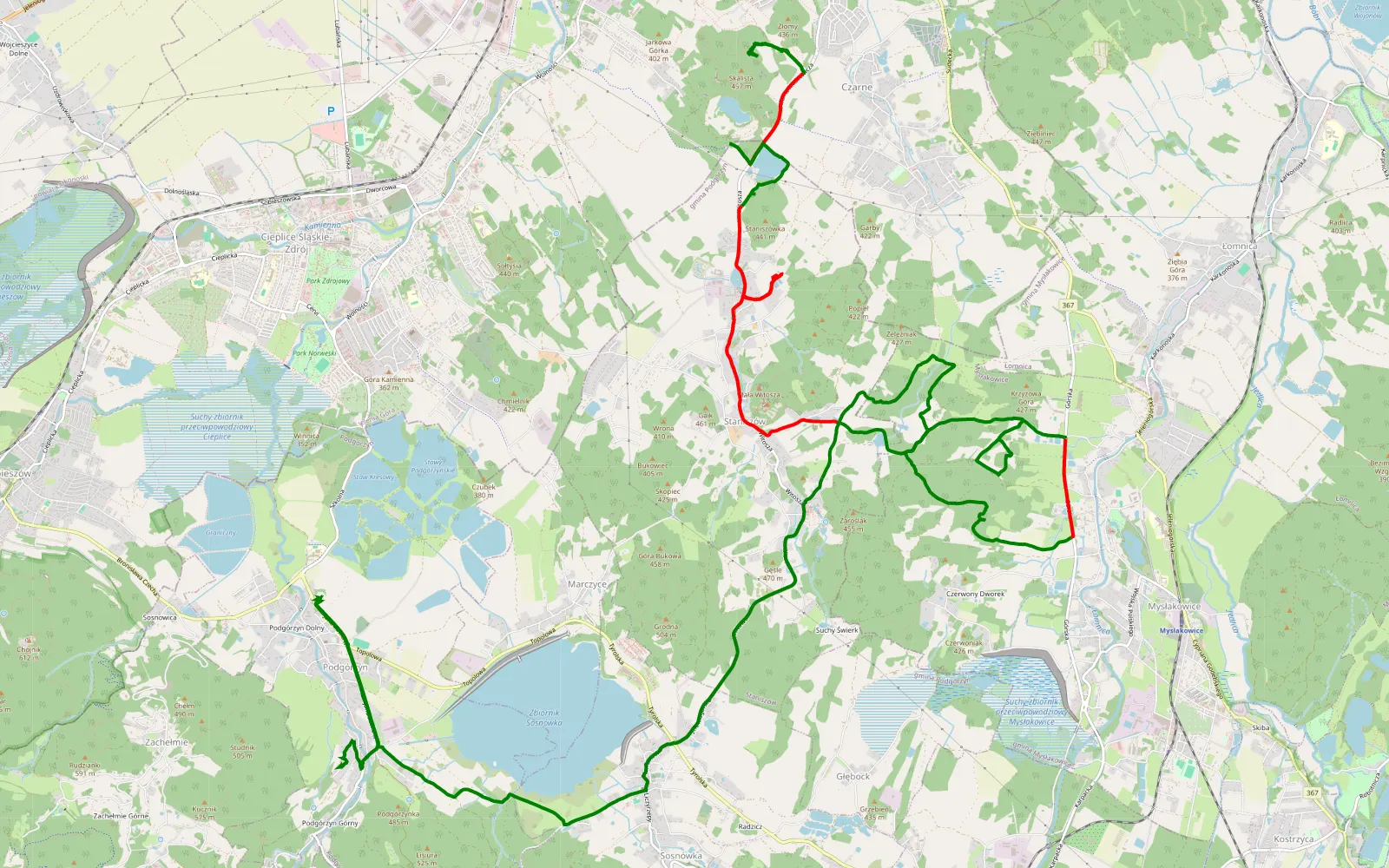 Map of Czarne - Podgórzyn - 18.1 km offroad trail, Karkonosze County