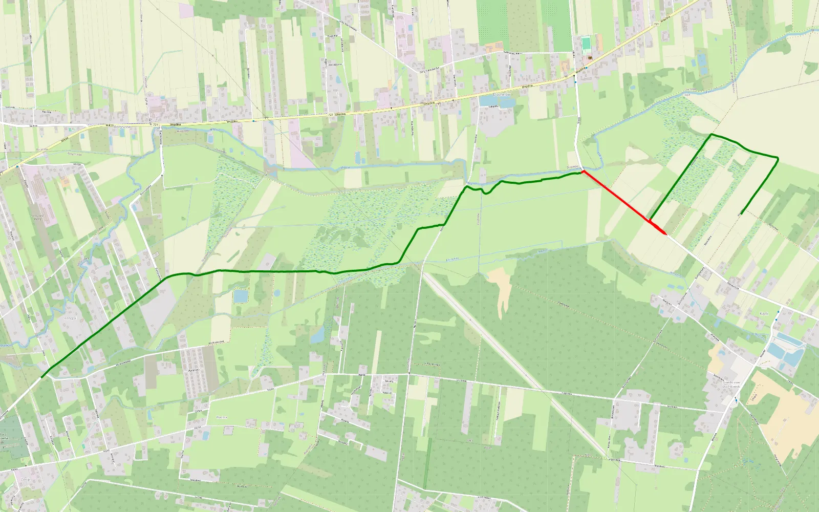 Mapa trasy Boryszew - Kąck - 4.7 km trasy offroad, Powiat Otwocki