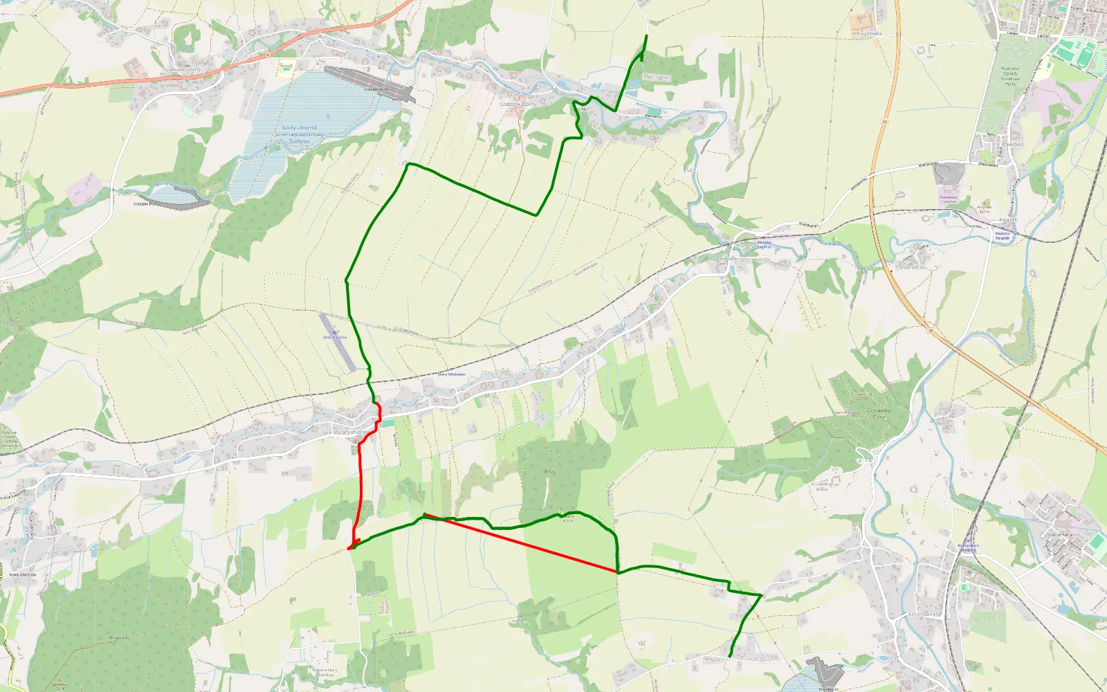 Mapa trasy Szalejów Dolny - Krosnowice - 12.6 km trasy offroad, Powiat Kłodzki