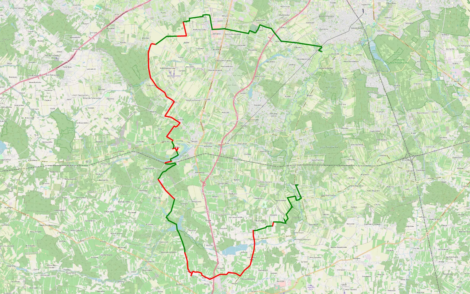 Map of Zawodne - Gołków - 47 km offroad trail, Grójec County