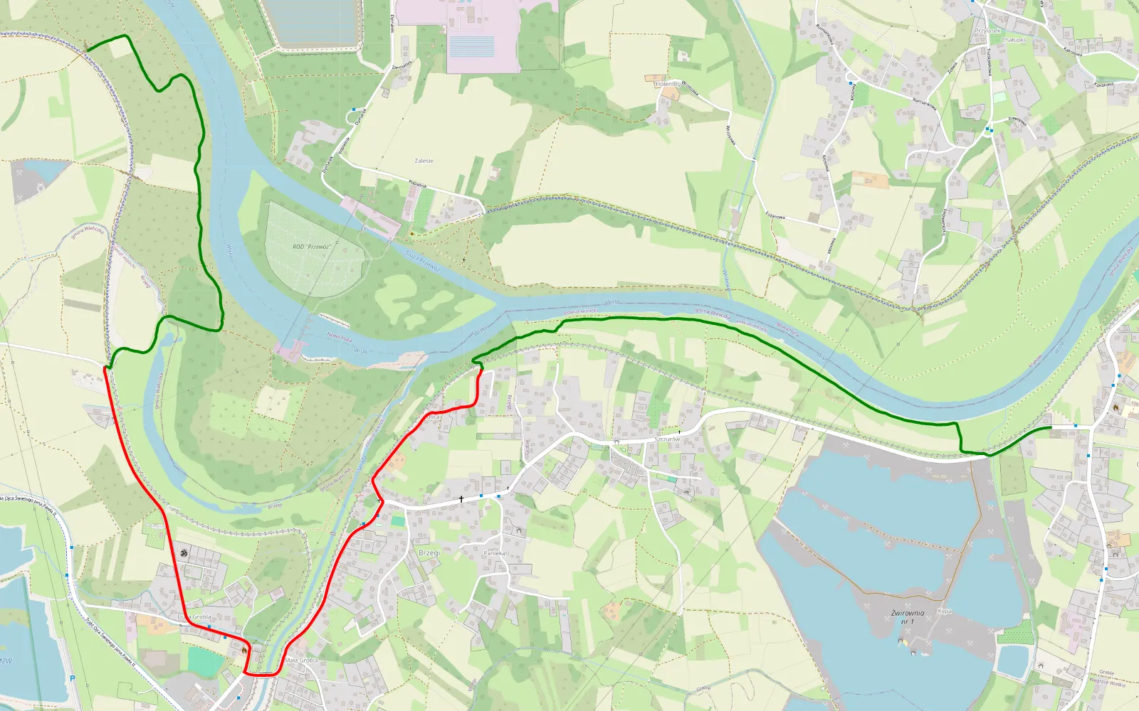 Map of Mogiła - Grabie - 6.2 km offroad trail, Wieliczka County