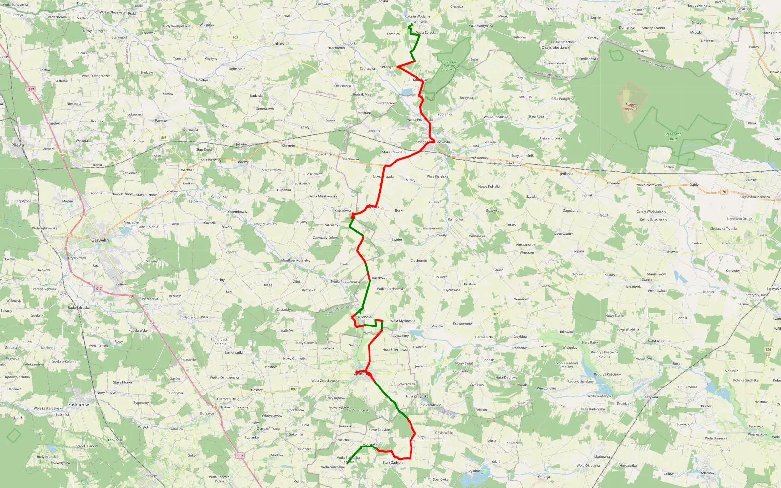 Map of Jeruzal - 51.9 km offroad trail, Łuków County