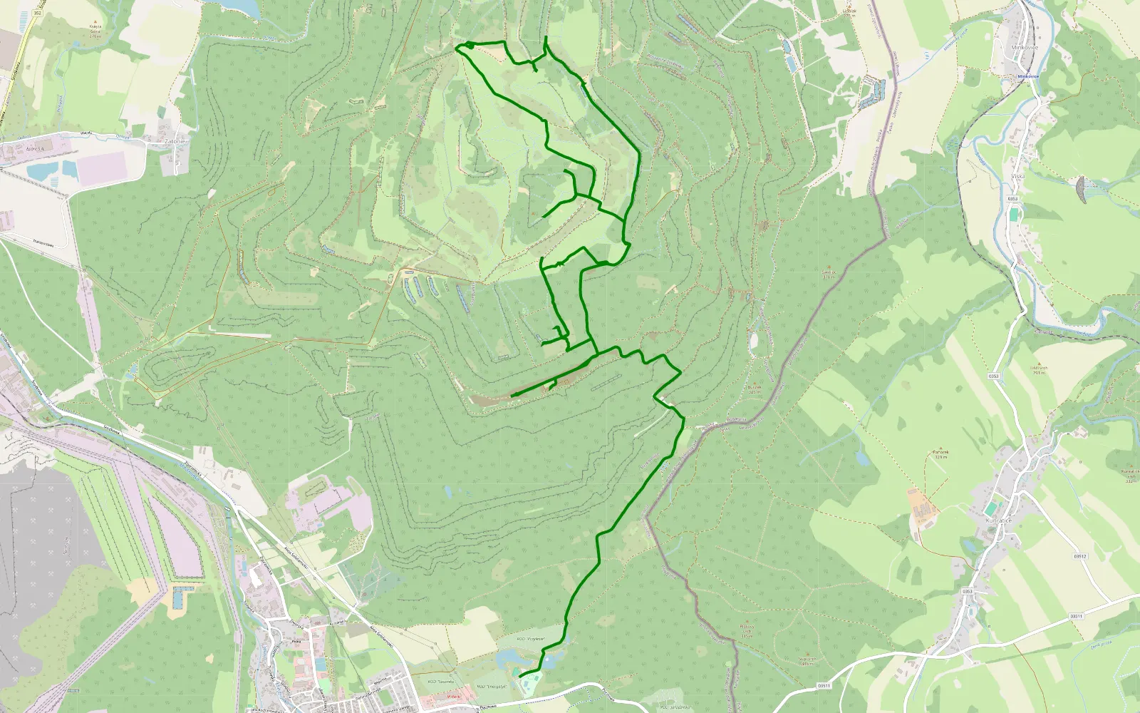 Map of Bogatynia - 17.1 km offroad trail, Zgorzelec County