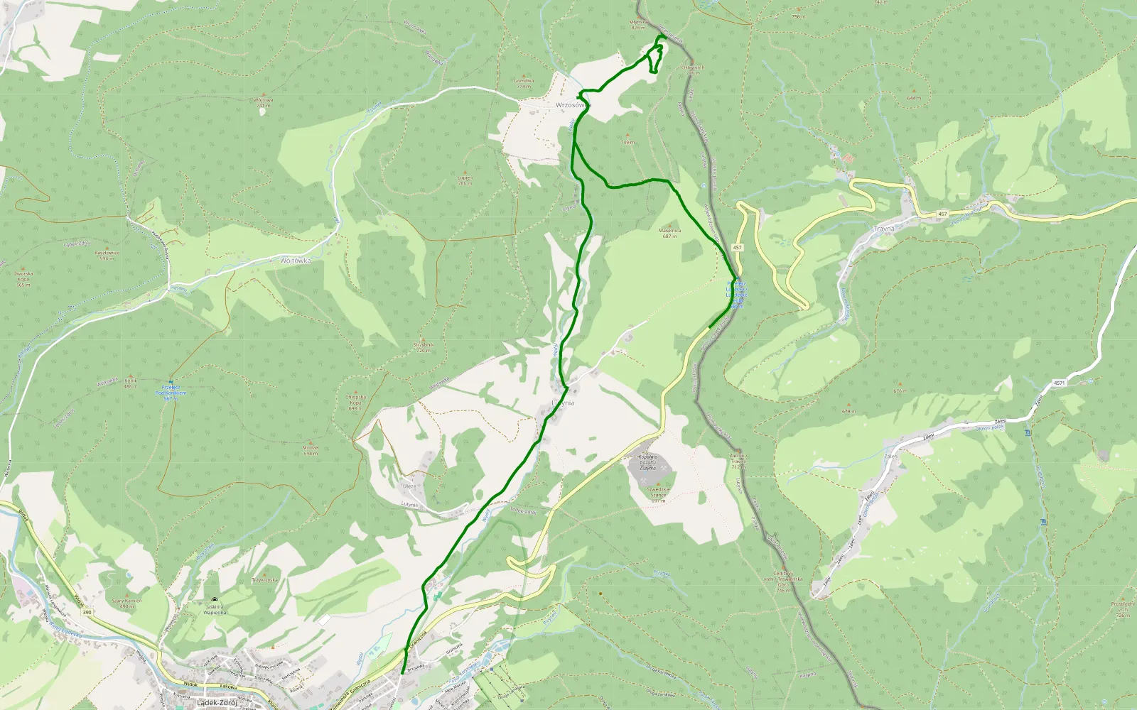 Mapa trasy Lutynia - 5.9 km trasy offroad, Powiat Kłodzki