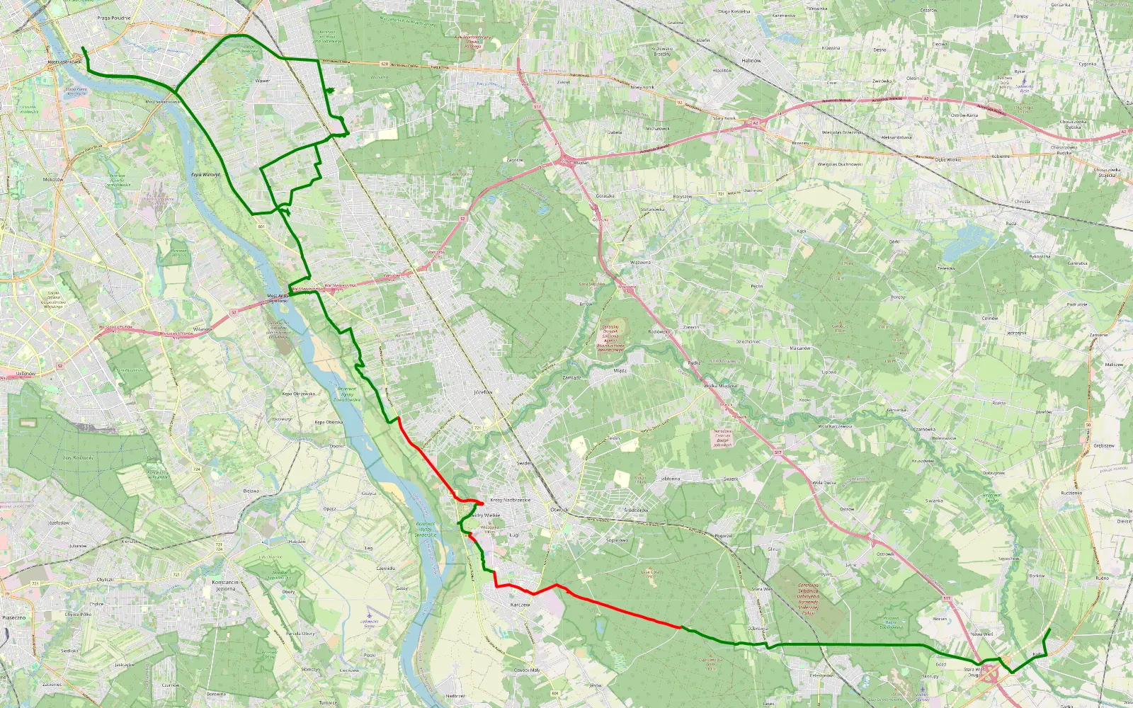 Map of Quad 2 - 21.2 km offroad trail, Otwock County