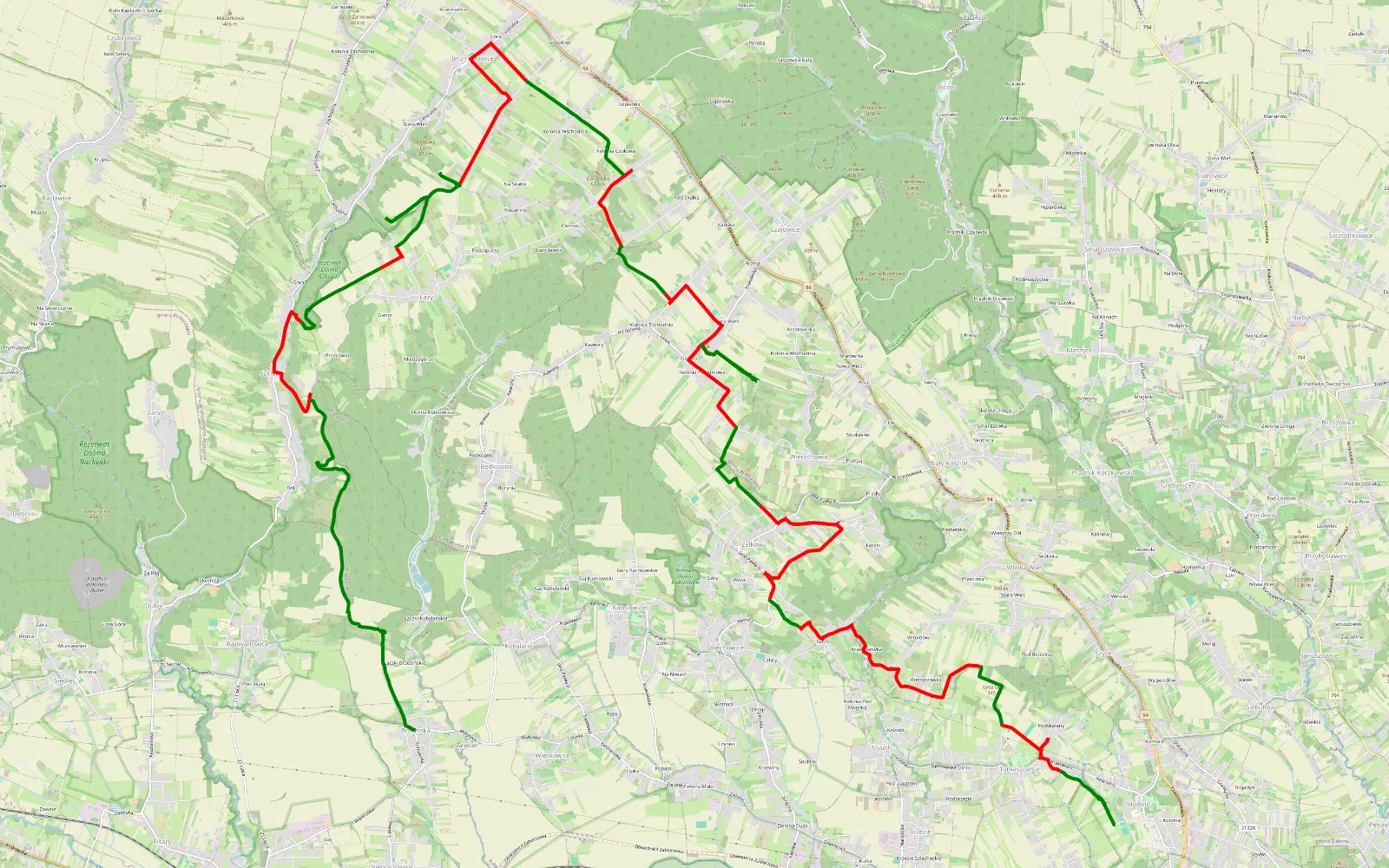 Mapa trasy Trasa offroad 34.8 km, Powiat Krakowski - 34.8 km trasy offroad, Powiat Krakowski