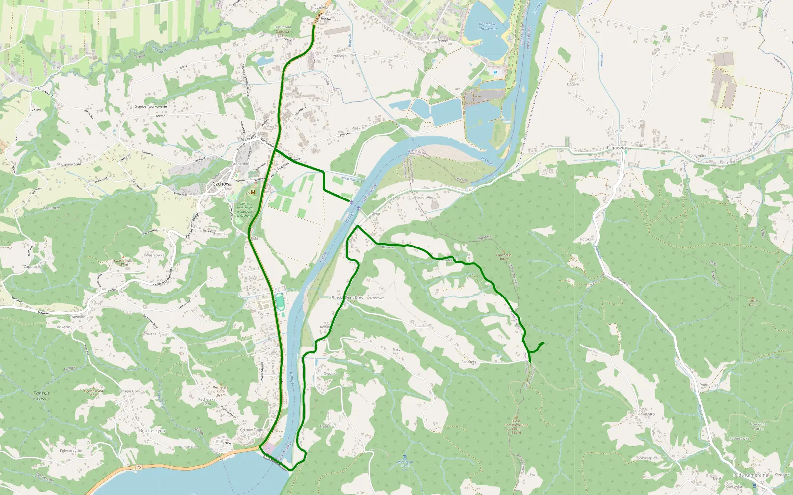 Mapa trasy Drużków - 1.4 km trasy offroad, Powiat Tarnowski