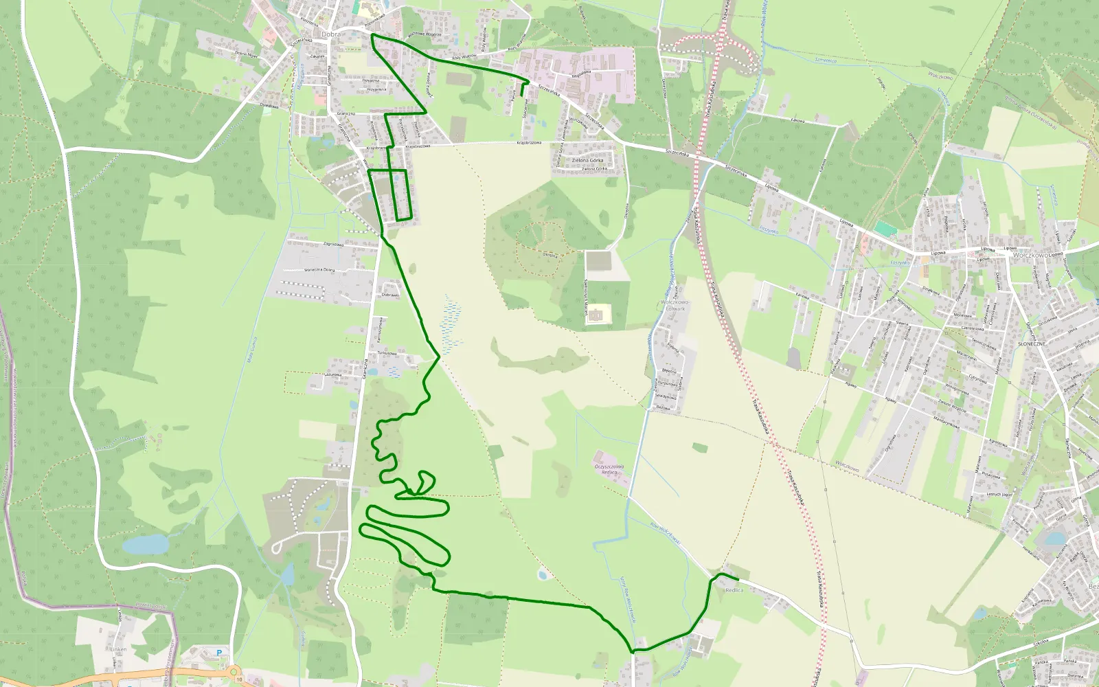Map of Wąwelnica - Dobra - 7.2 km offroad trail, Police County