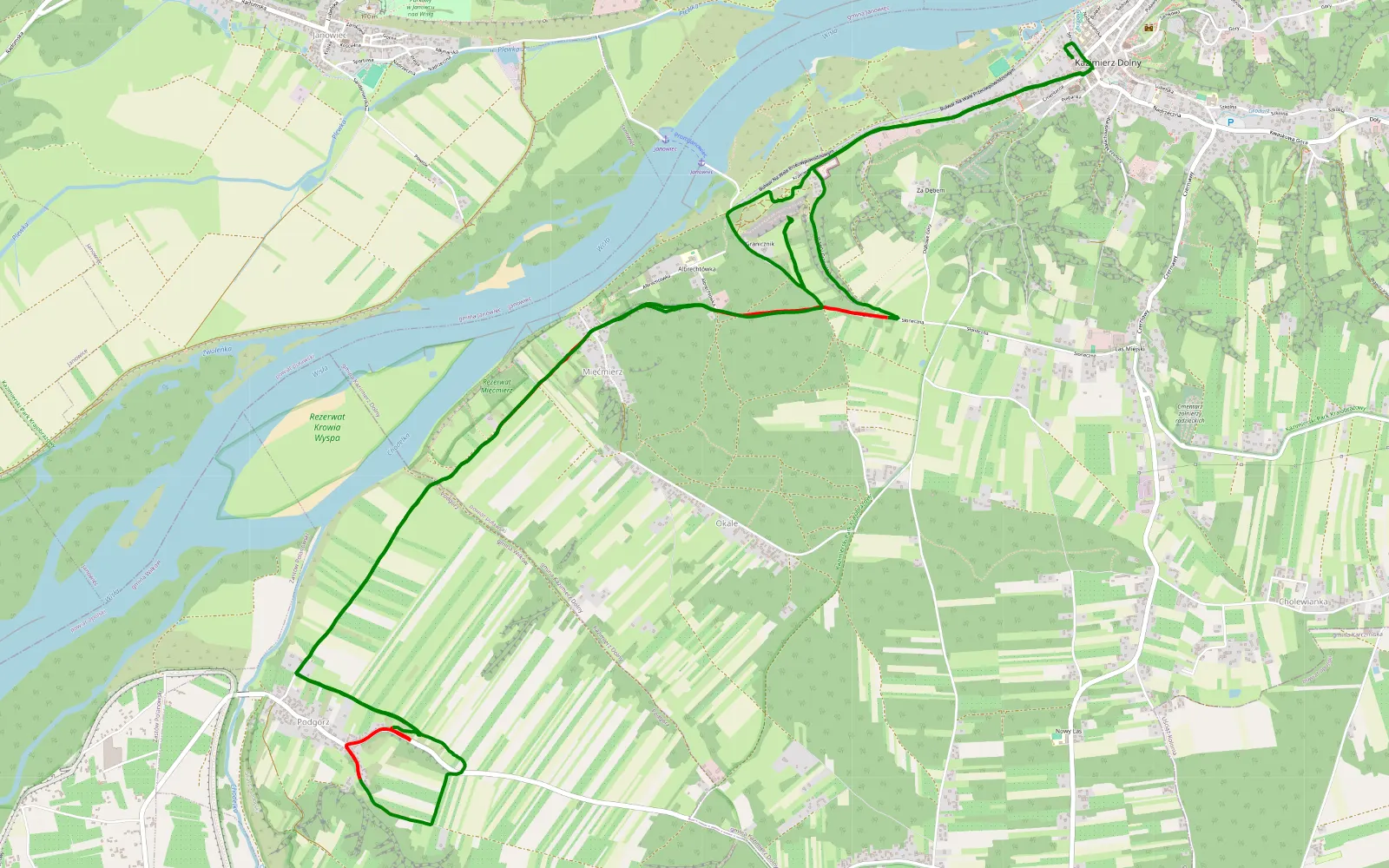 Mapa trasy Kazimierz Dolny - 11.3 km trasy offroad, Powiat Opolski