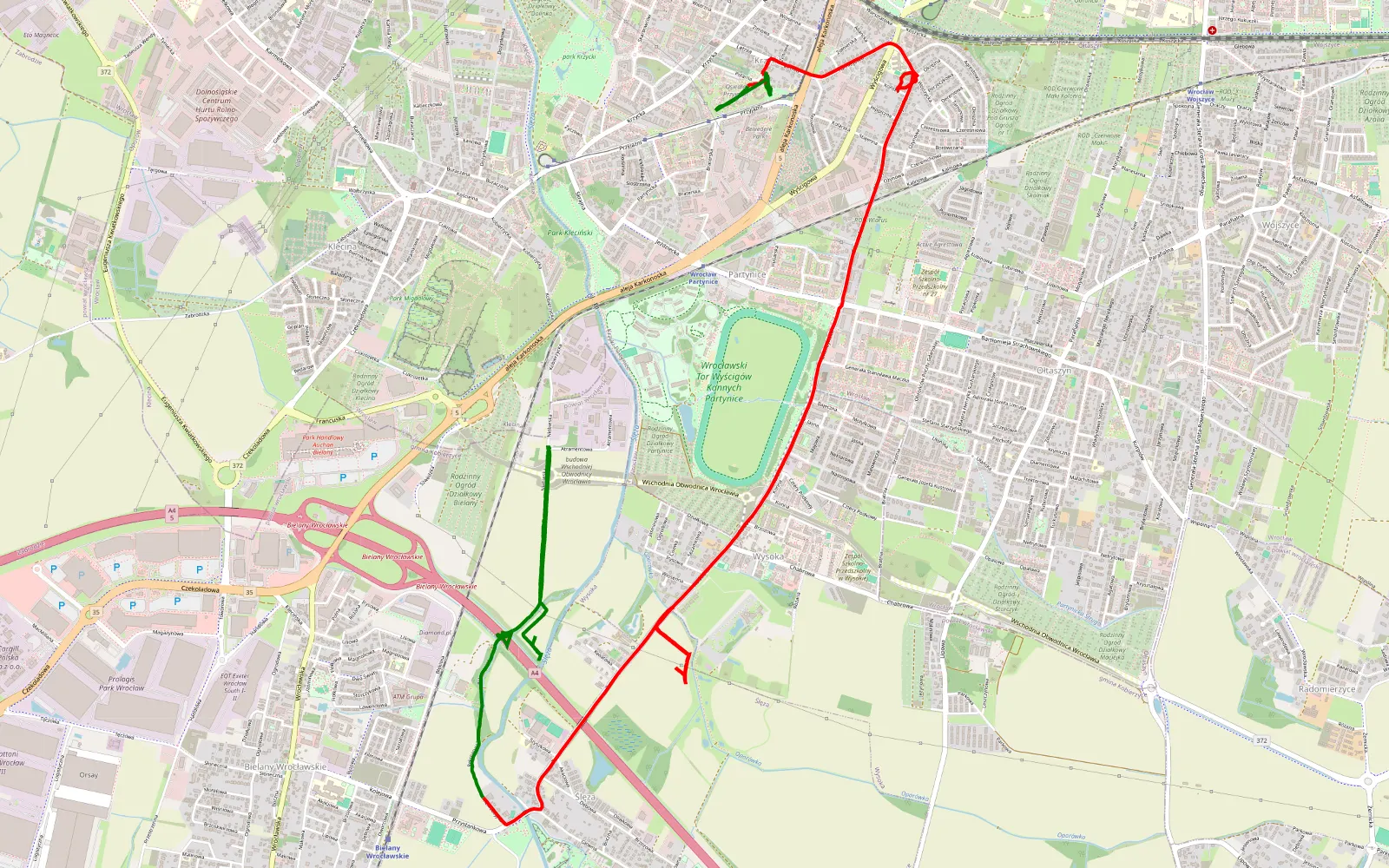 Mapa trasy Nasz wieczór - 11.3 km trasy offroad, Powiat Wrocławski