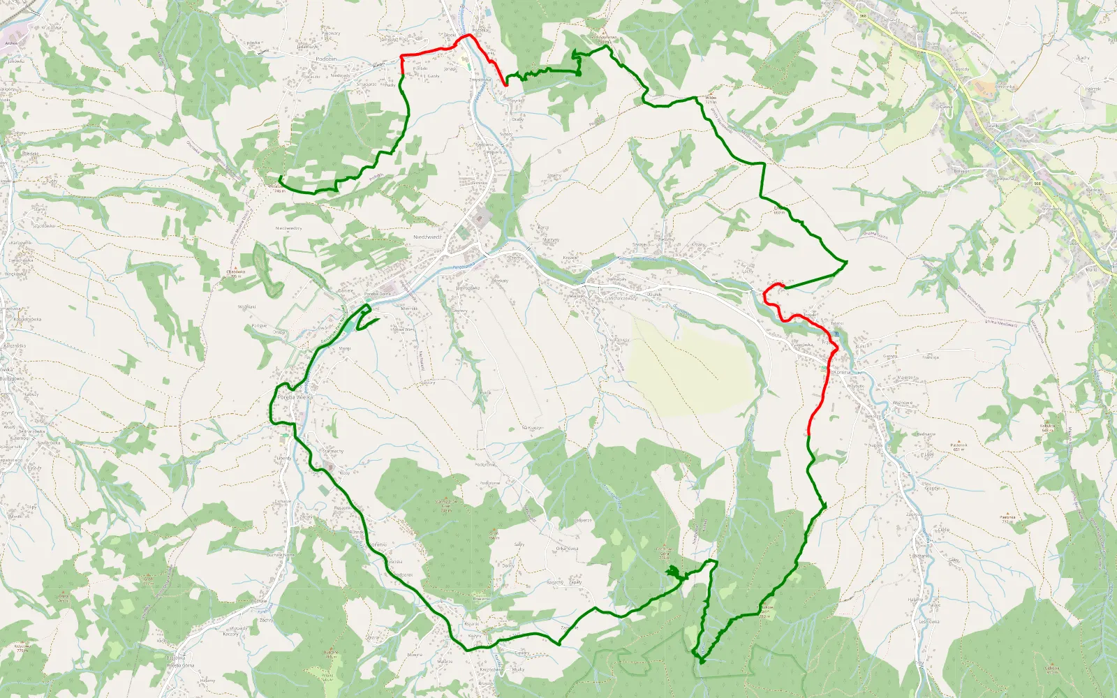 Map of Rejestracja 24.05.25 - 16.4 km offroad trail, Limanowa County