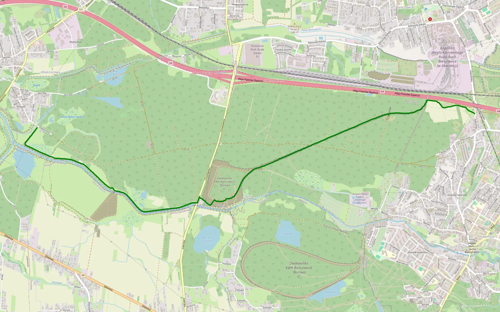 Map of Przyszowice - Ruda Śląska - 6.8 km offroad trail, Ruda Śląska