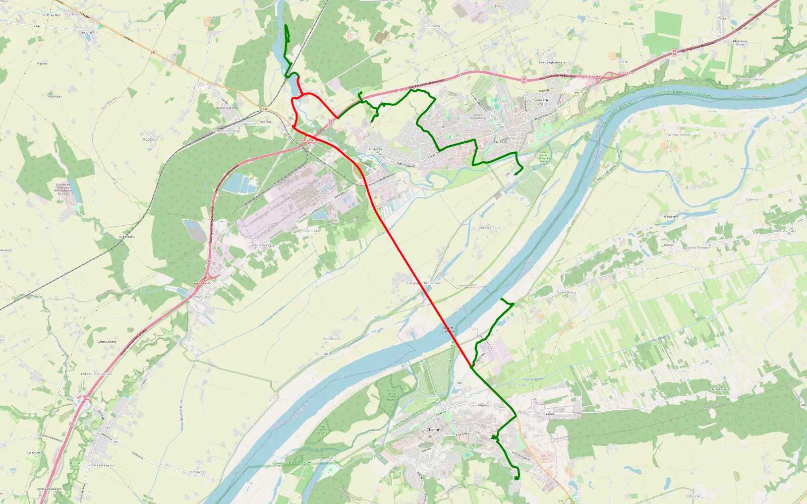 Map of Świecie - 21.6 km offroad trail, Świecie County