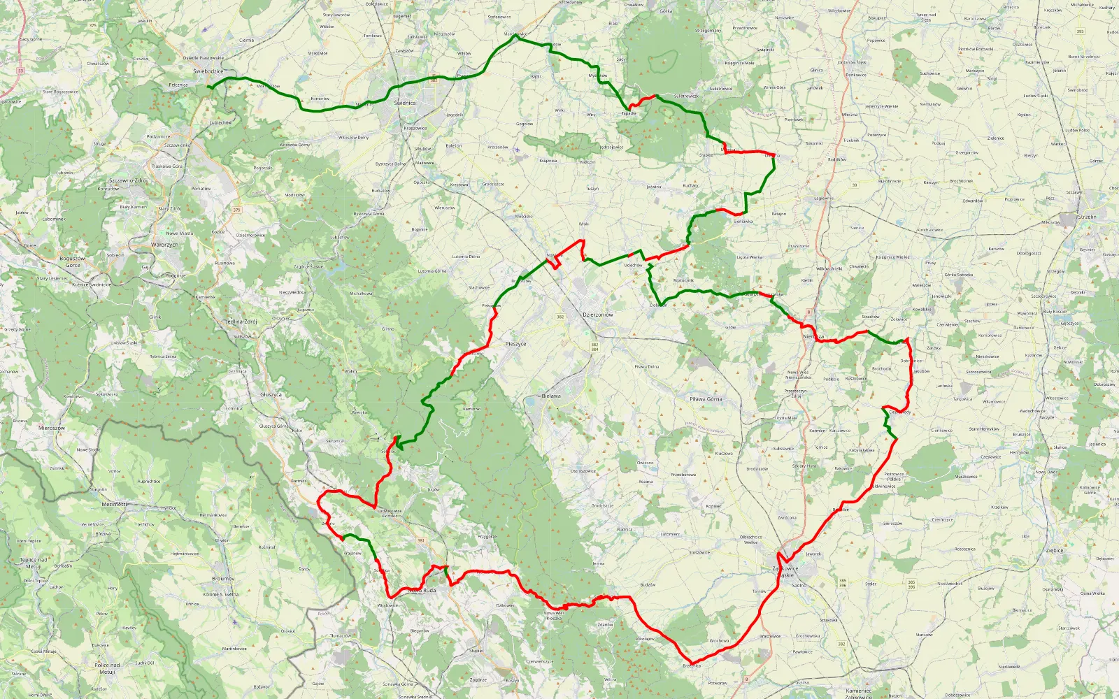 Map of PL-06 - 140.5 km offroad trail, Dzierżoniów County