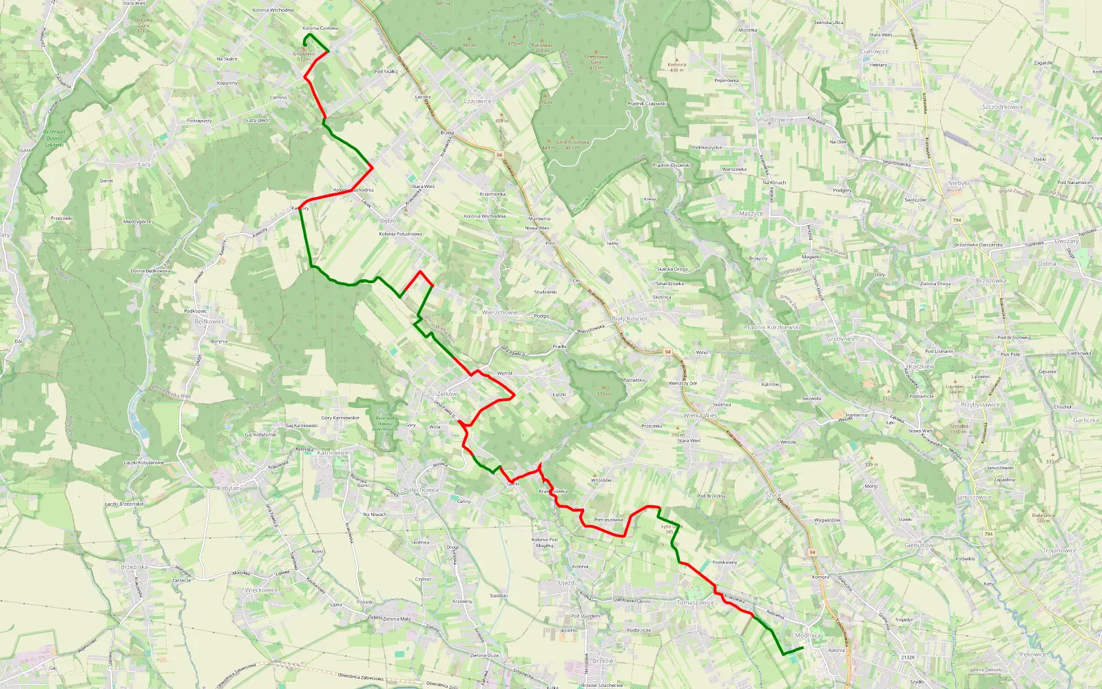Mapa trasy Anna - 17.3 km trasy offroad, Powiat Krakowski
