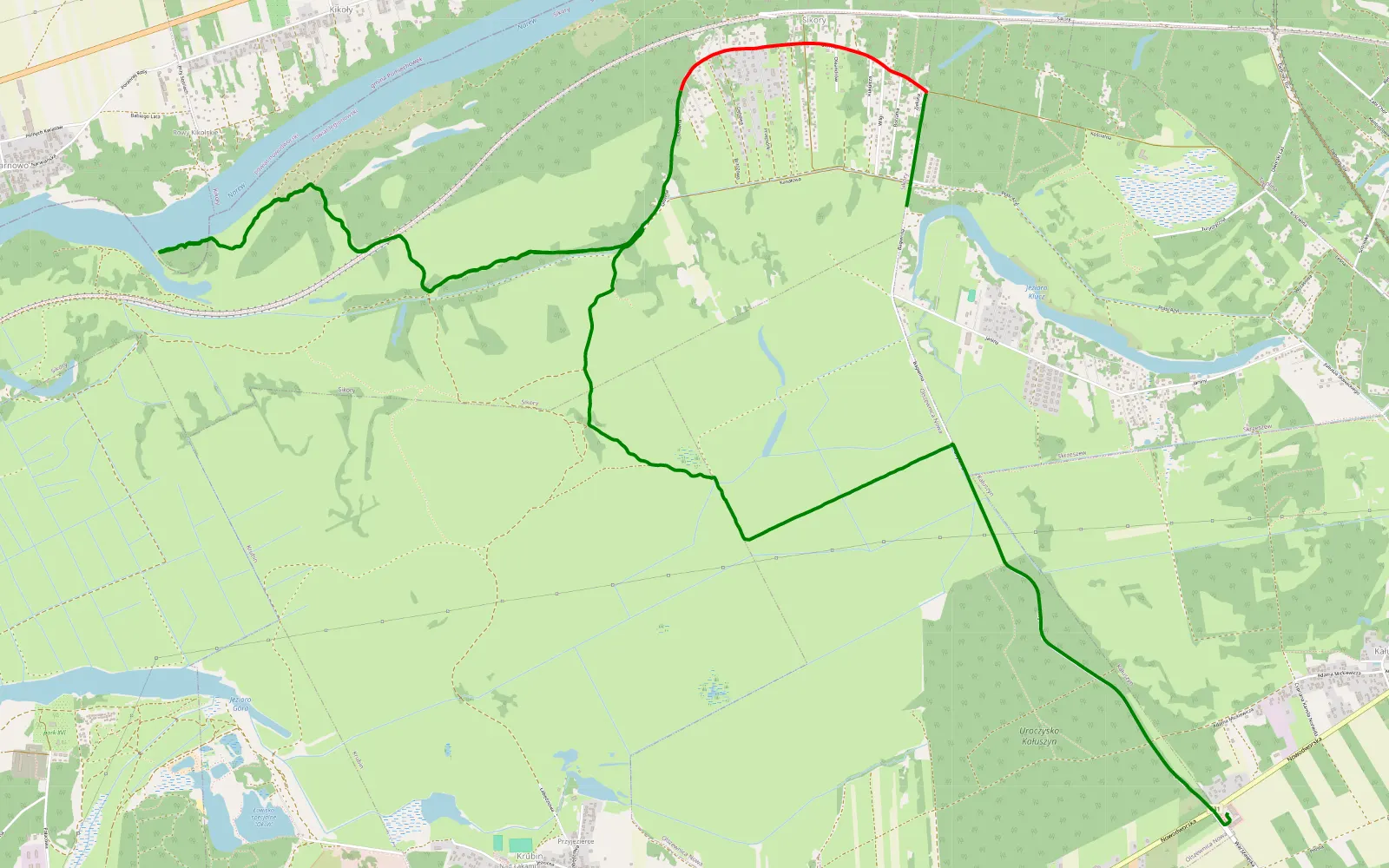 Map of Narew - 11.8 km offroad trail, Legionowo County