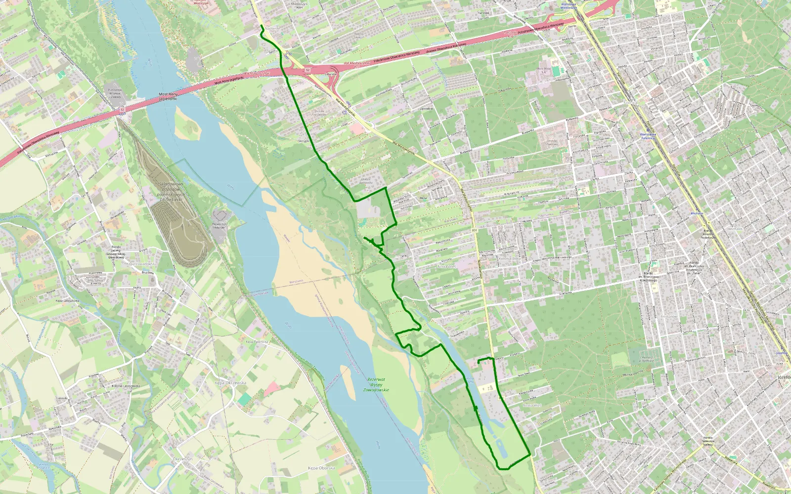 Mapa trasy Miedzeszyn Nowy - Nowa Wieś - 6.1 km trasy offroad, Powiat Otwocki