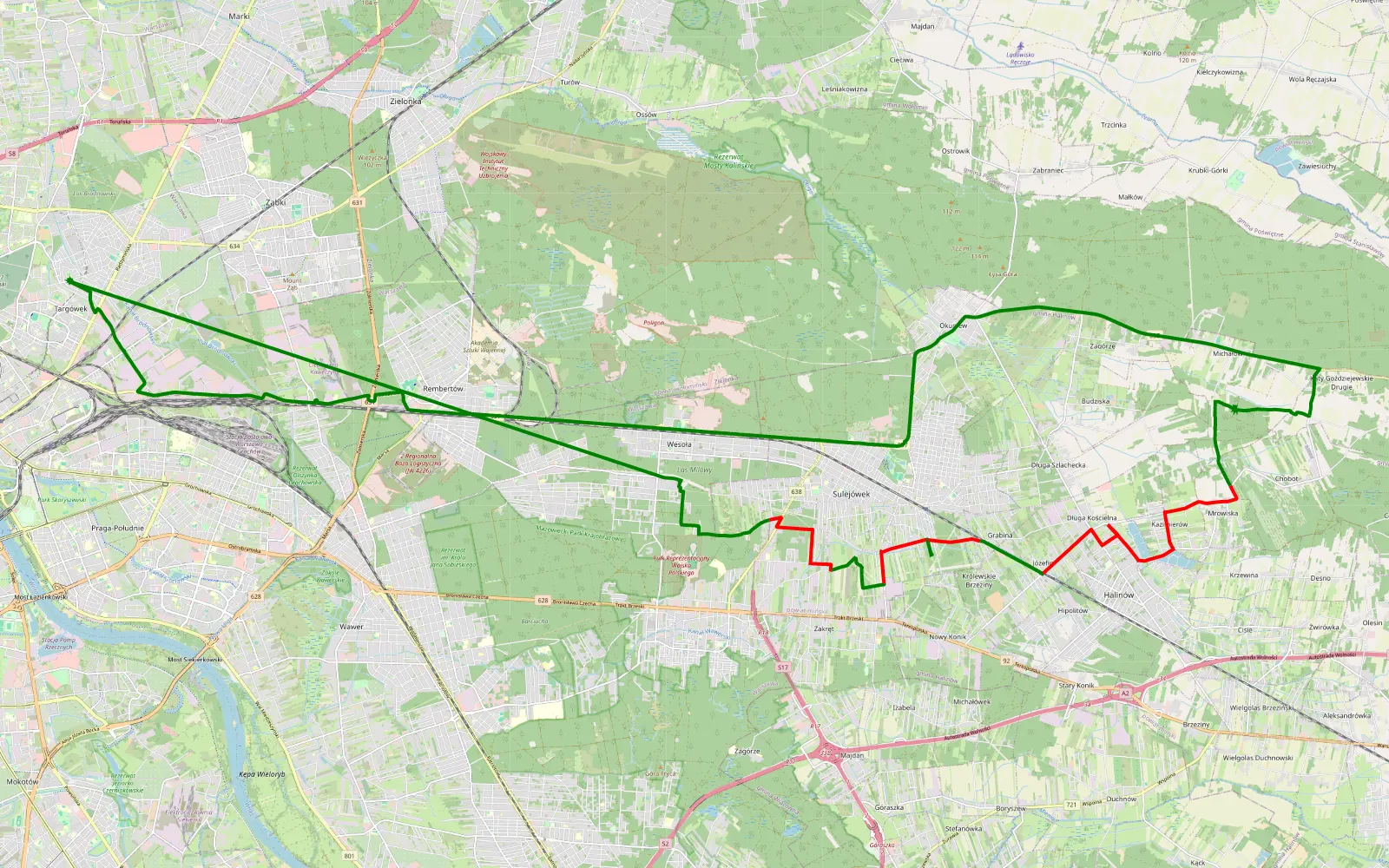 Mapa trasy Zacisze - 21.3 km trasy offroad, Powiat Miński